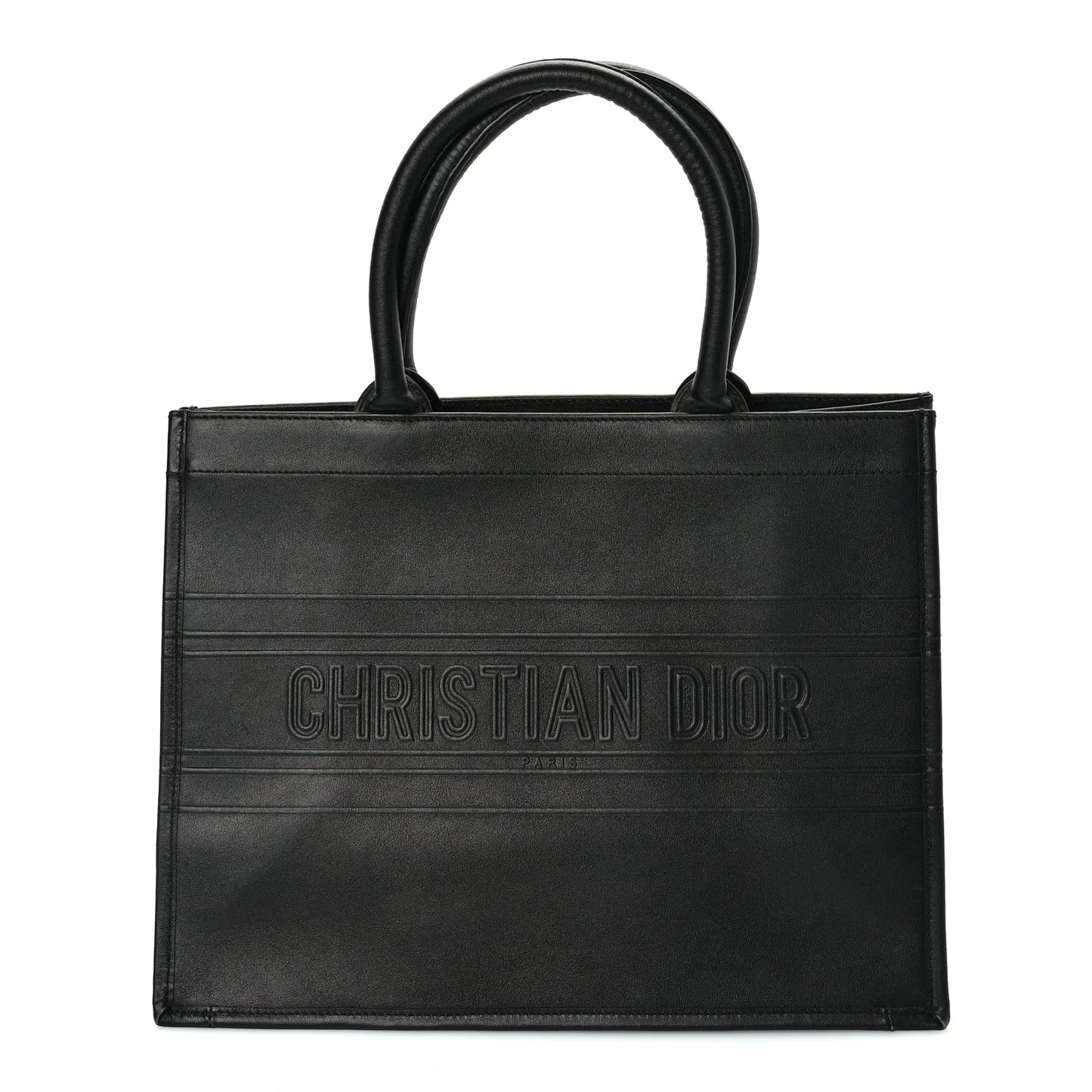 Dior Handbag Christian Calfskin Book Tote Leather Black Medium Shoulder Bag