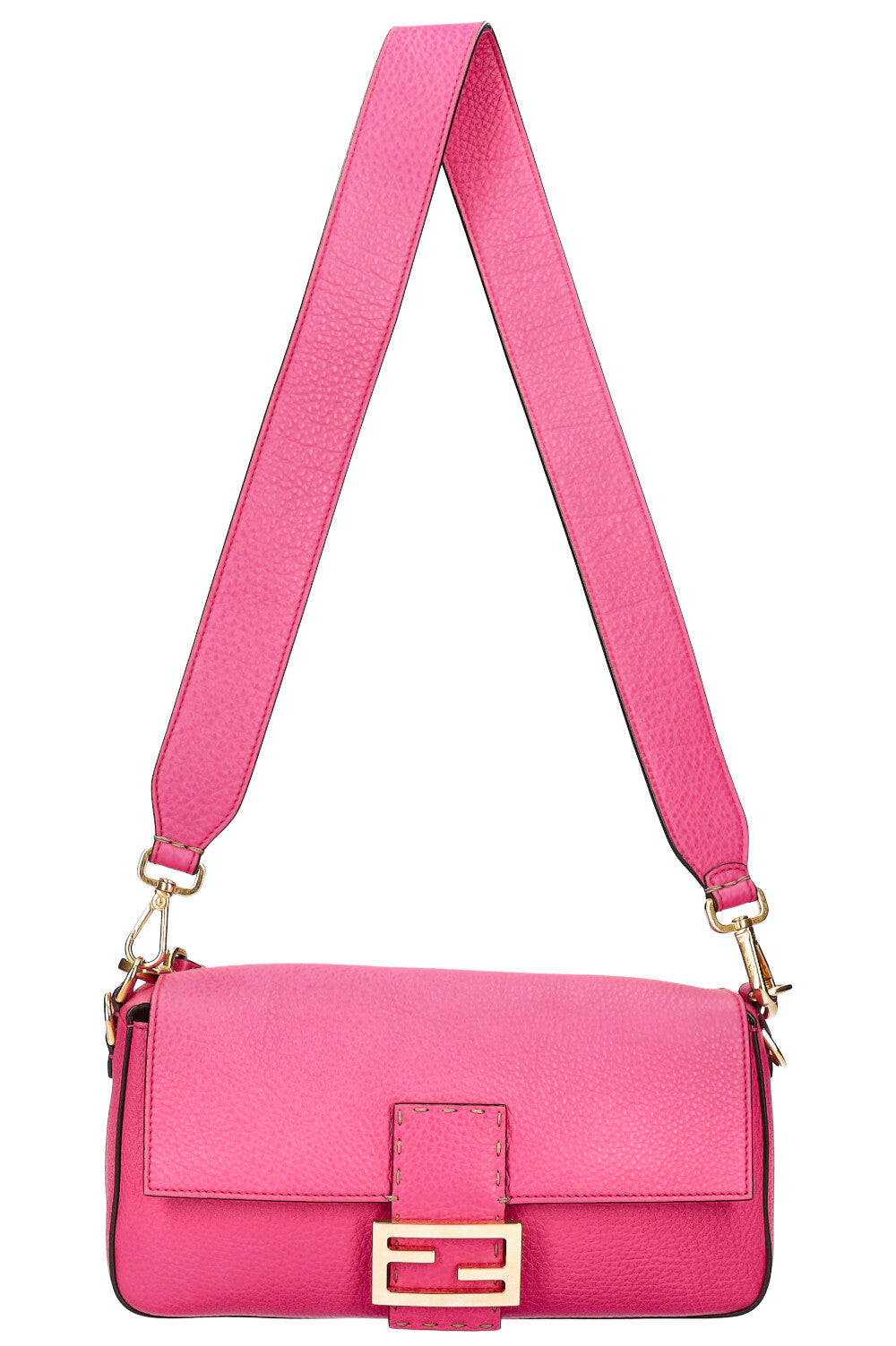 Fendi Baguette Bag Selleria Leather Pink Shoulder Bag