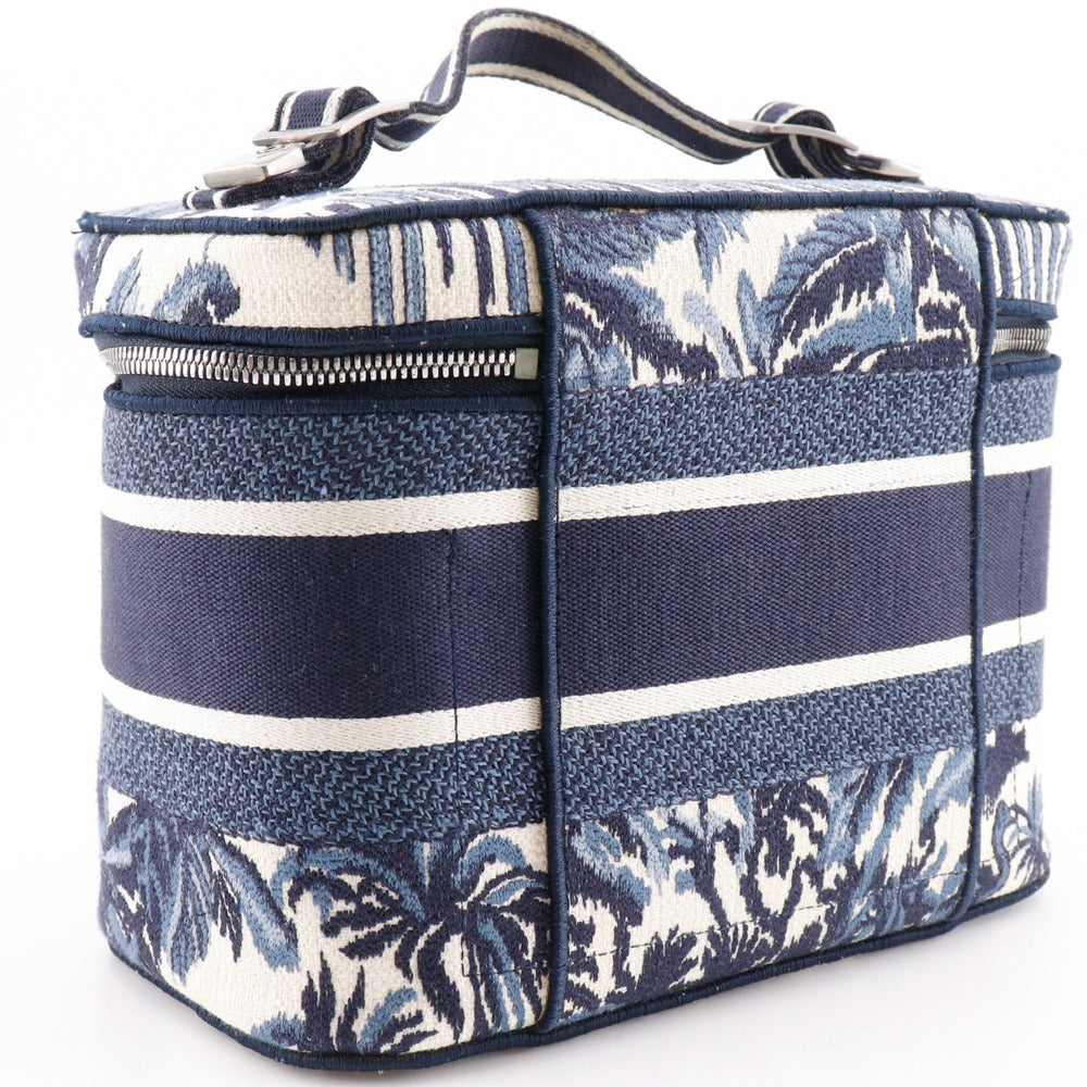 Dior Handbag Embroidery Palms Travel Vanity Women Canvas White Travel Bag