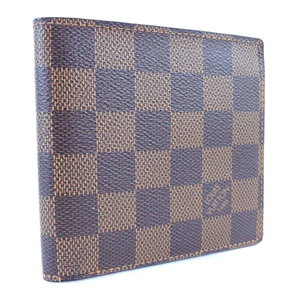 Louis Vuitton Bifold N61675 Damier Portefeuille Marco Canvas Brown Wallet Case