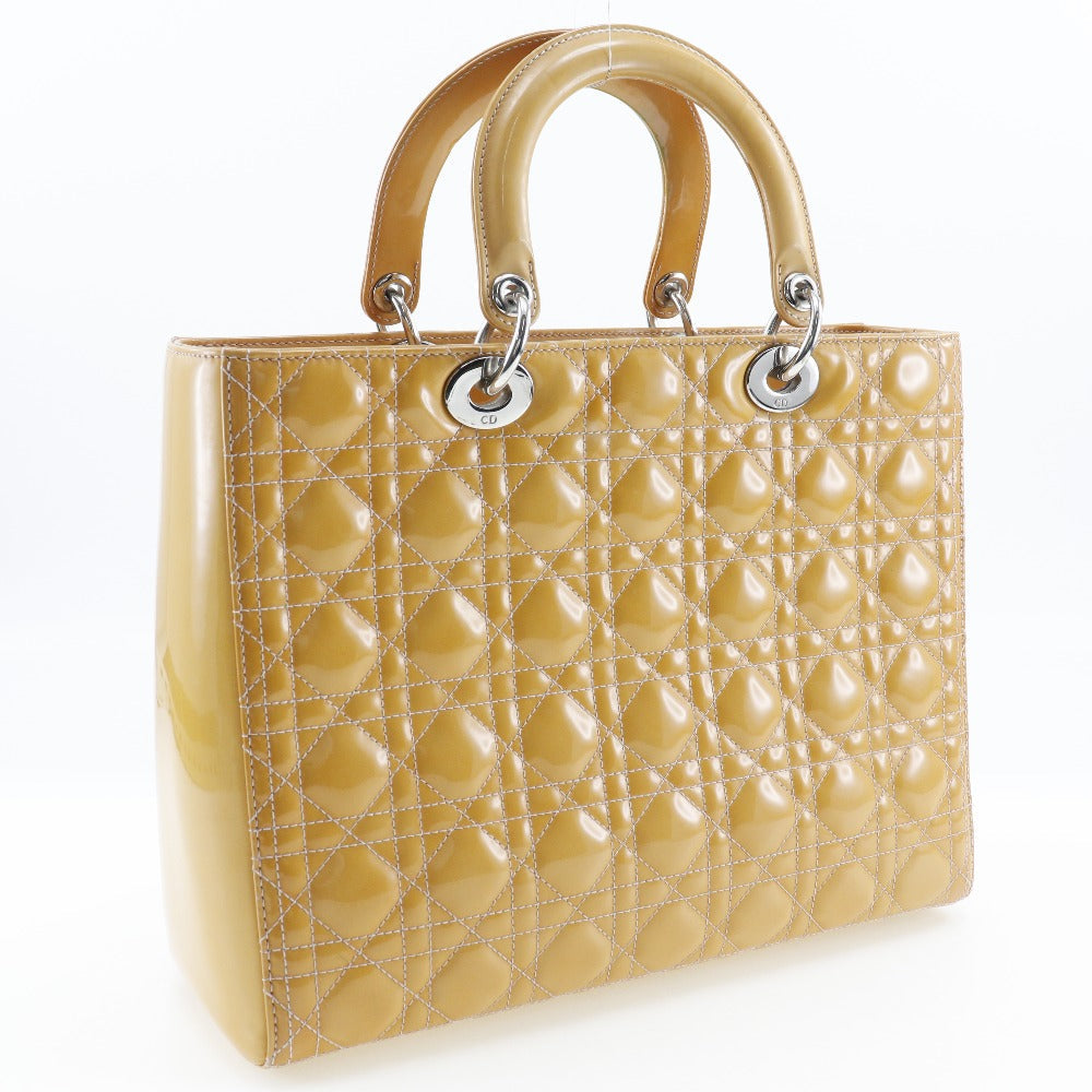 Dior Christian Handbag Bo Patent Orange Lady Women Leather Travel Bag