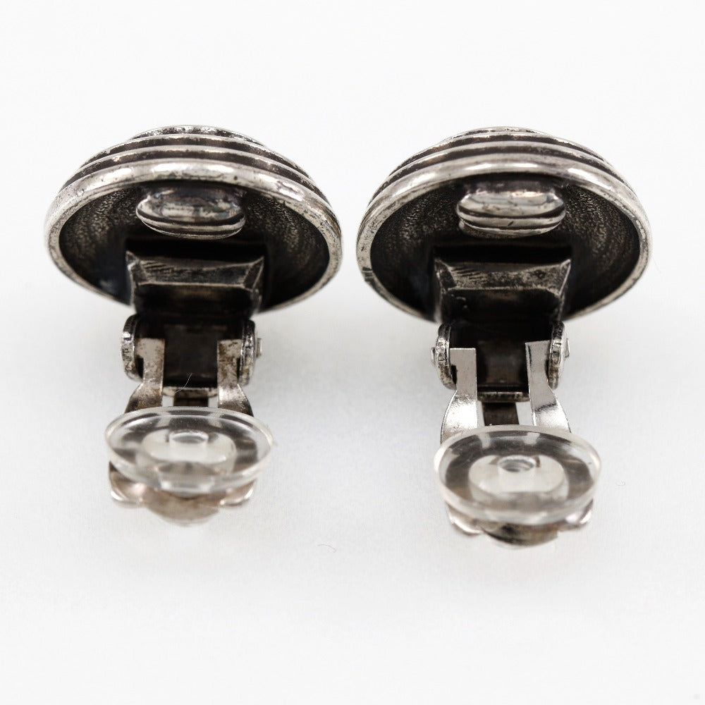 Chanel Coco Mark Metal Earrings Silver Jewelry