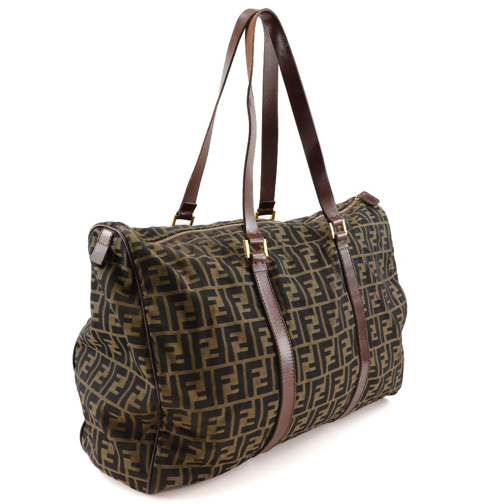 Fendi Boston Duffel Bag Zucca Unisex Unisex Canvas Nylon Brown Travel Bag