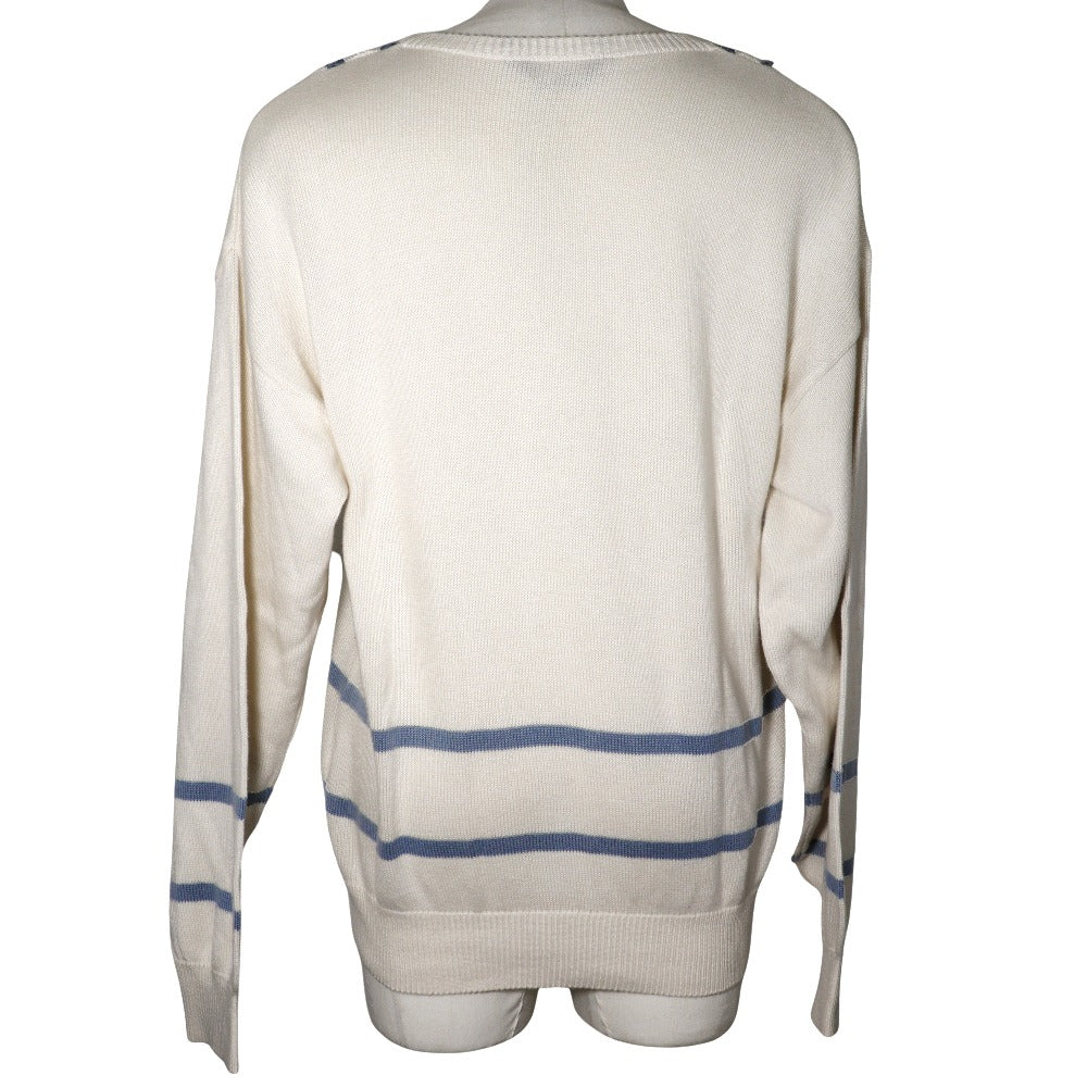 Dior Christian Sweater Cotton V Neck Sports Mens White Travel Bag