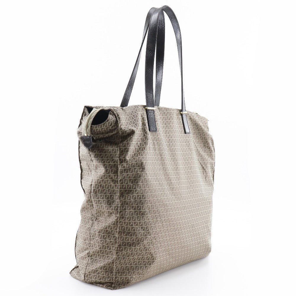 Fendi Tote Bag Calfskin Zucchini Women Nylon Brown Micro