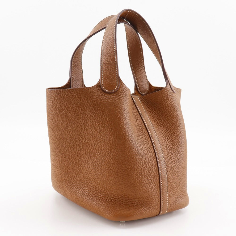 Taurillon Clemence Silvermetal Picotan Rock Pm Brown Travel Bag
