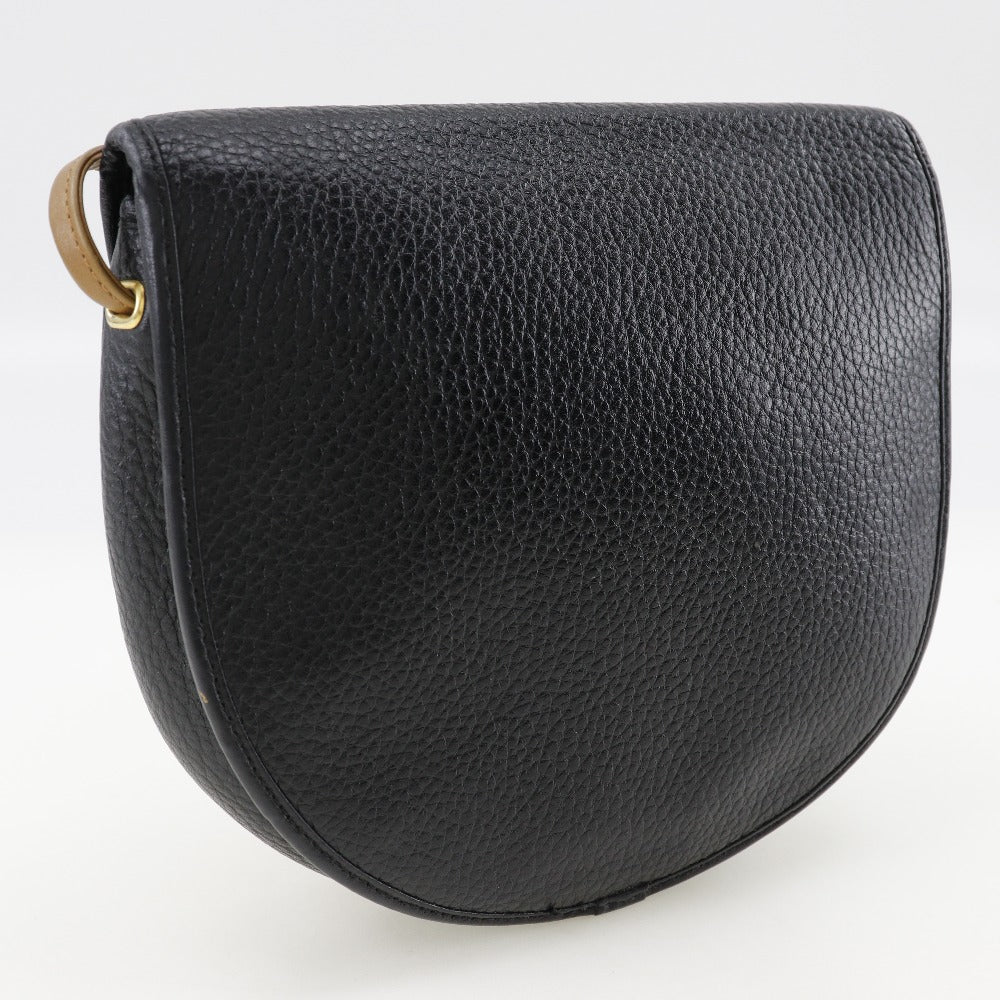 Dior Christian Shoulder Bag Calfskin Pochette Cd Women Black Logo