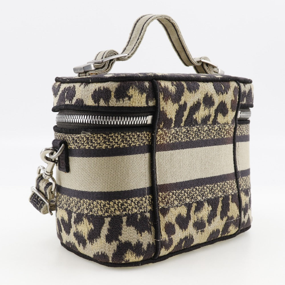 Dior Christian Handbag Leopard Wayshoulder Vanity Women Canvas Beige Shoulder Bag