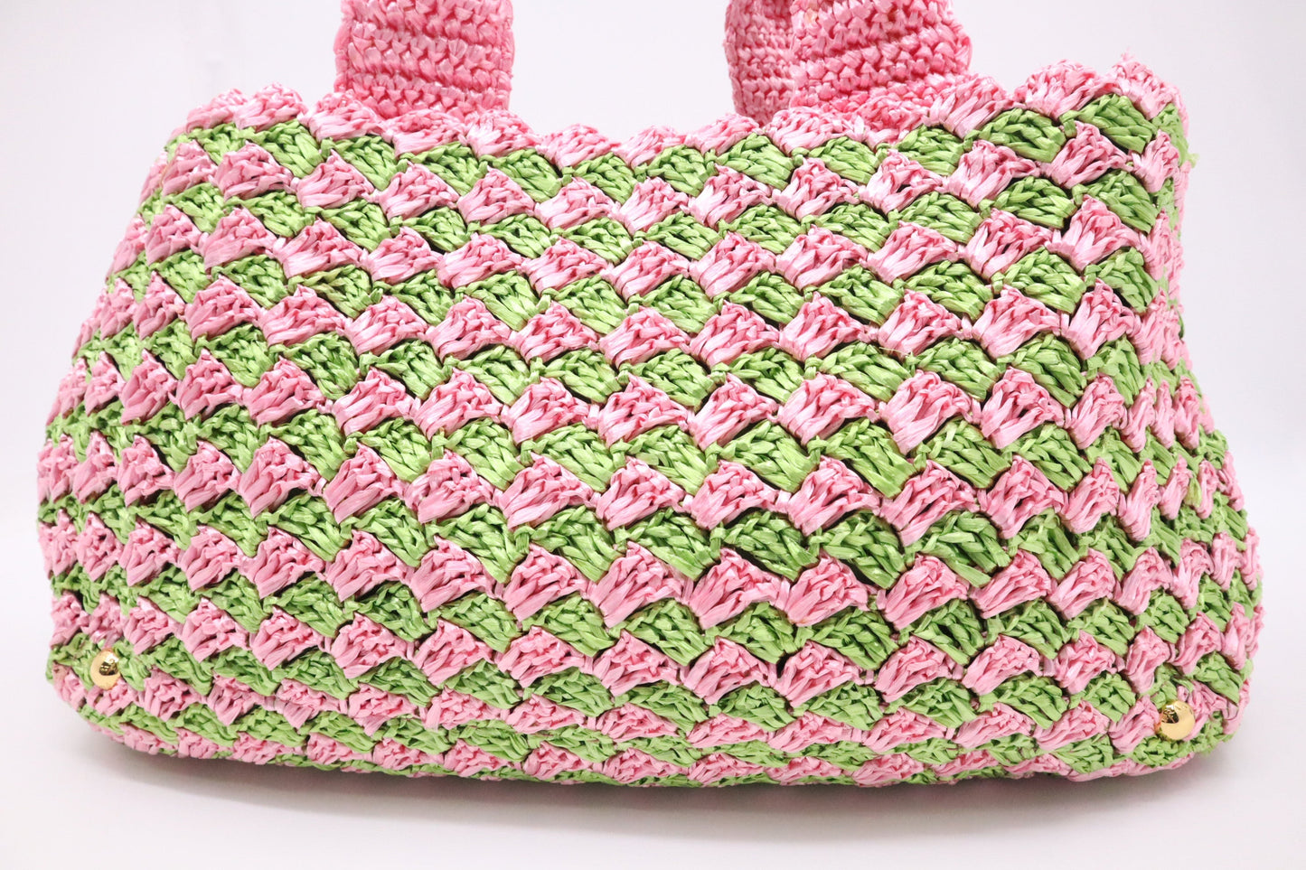 Prada Canapa Tote Large In And Crochet Handbag Raffia Pink Tote Bag