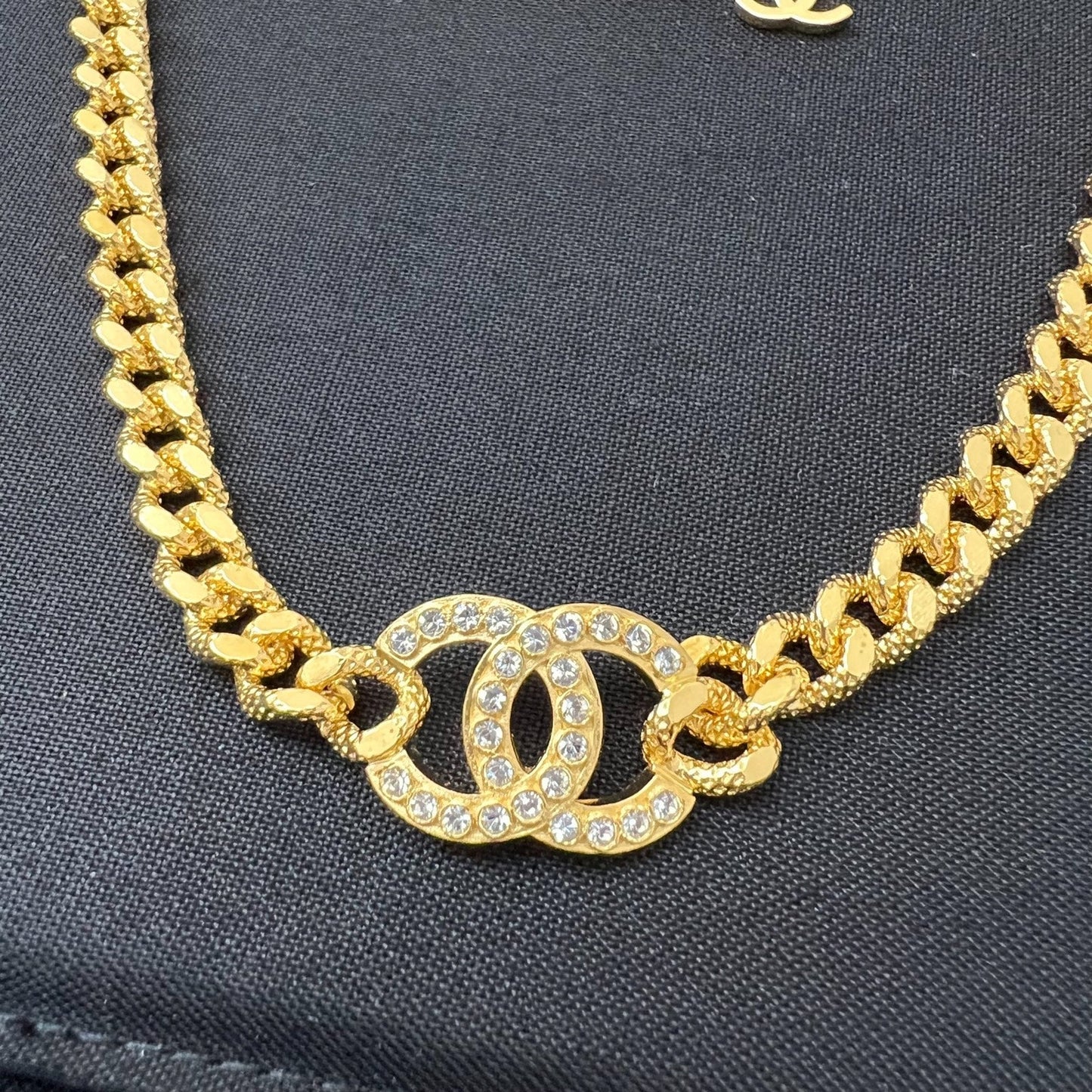 Chanel Classic Choker with Crystal Studded CC Logo in GHW (Model: )