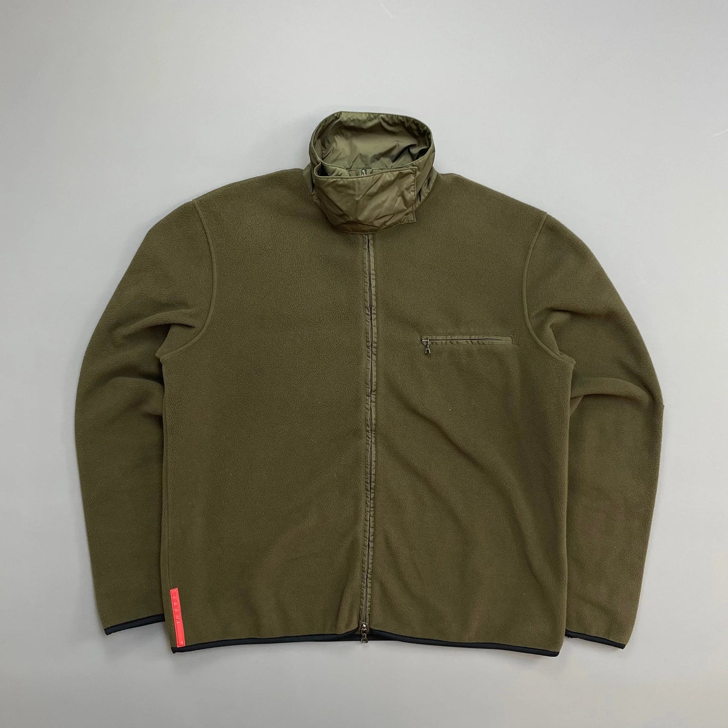 Prada Handbag Sport Khaki 00s Panelled -Through Fleece Jacket Nylon Zip