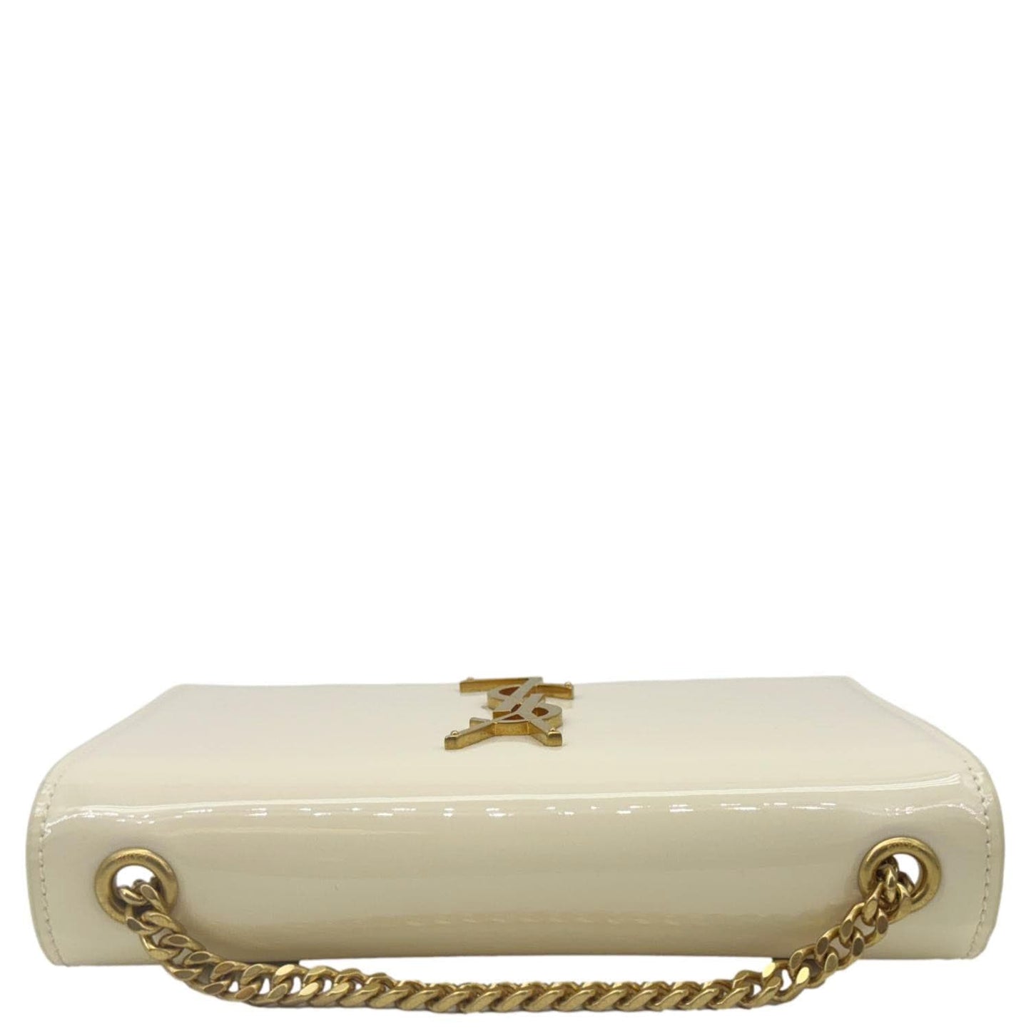 YSL Saint Laurent Yves Kate Crossbody Bag Off Leather Patent White