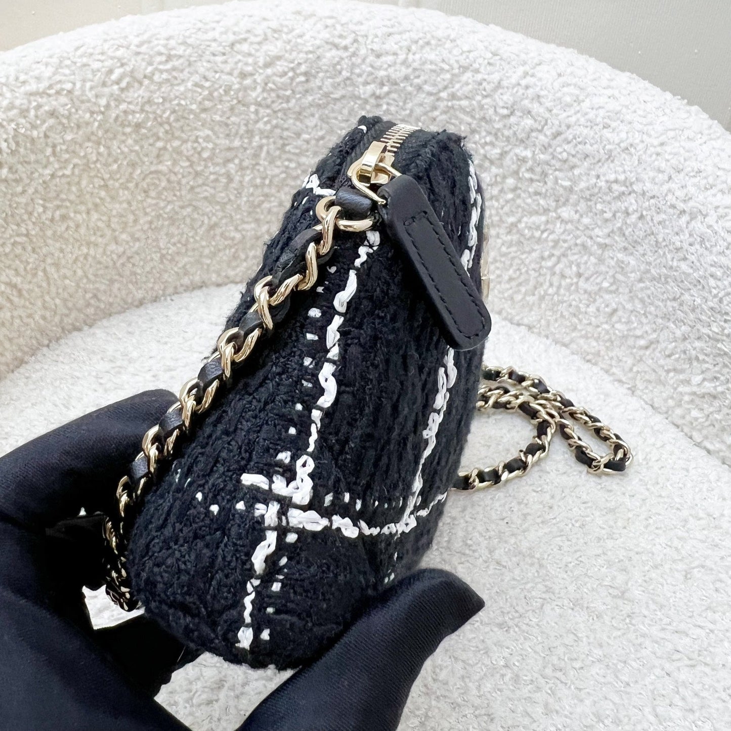 VIP Gift Mini Bag in Black and White Tweed and LGHW Signature