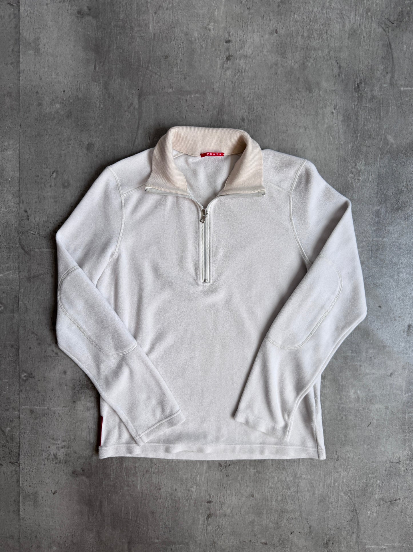 Prada Handbag Fleece Quarter Sweater White Large Zip