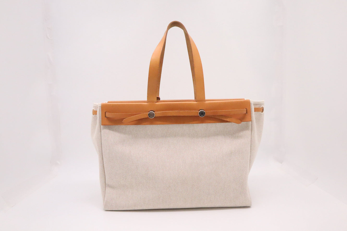 Hermes Herbag Cabas In Canvas White Travel Bag
