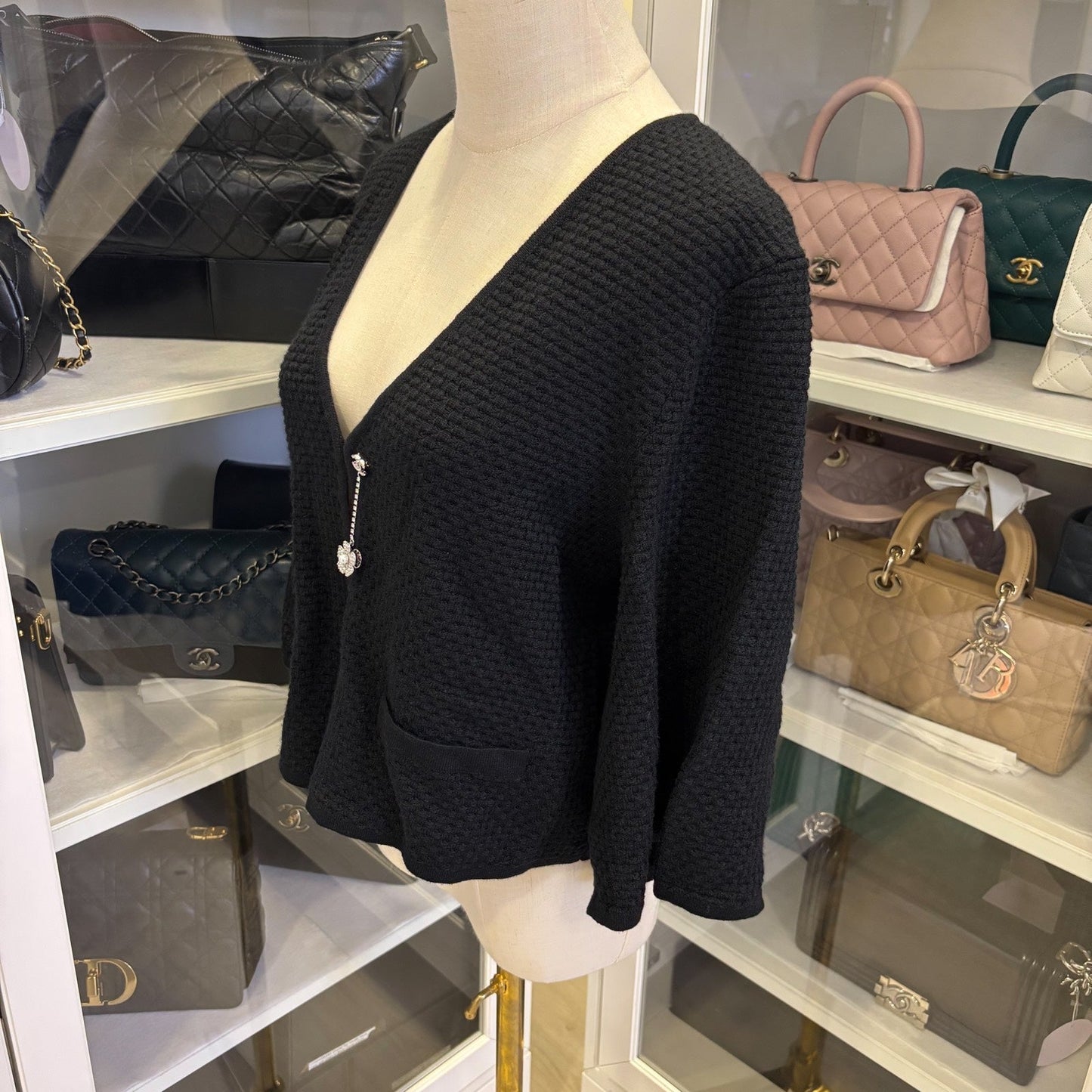 Chanel Cape Cardigan in Black Viscose and Cashmere Sz 36 Apparel