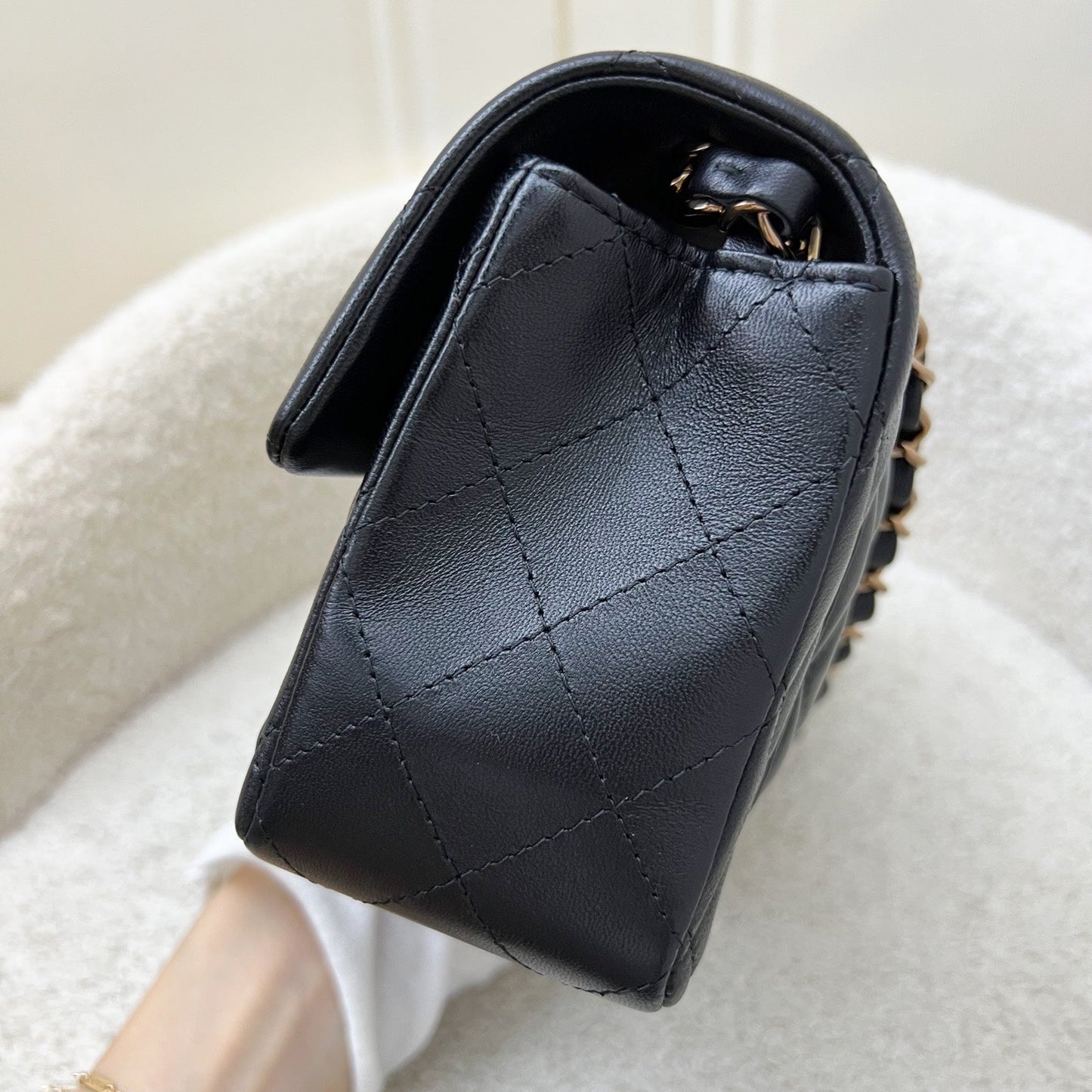 Chanel Classic Mini Rectangular Flap in Black Lambskin and Rose Gold HW RGHW (Model: ) Accessory