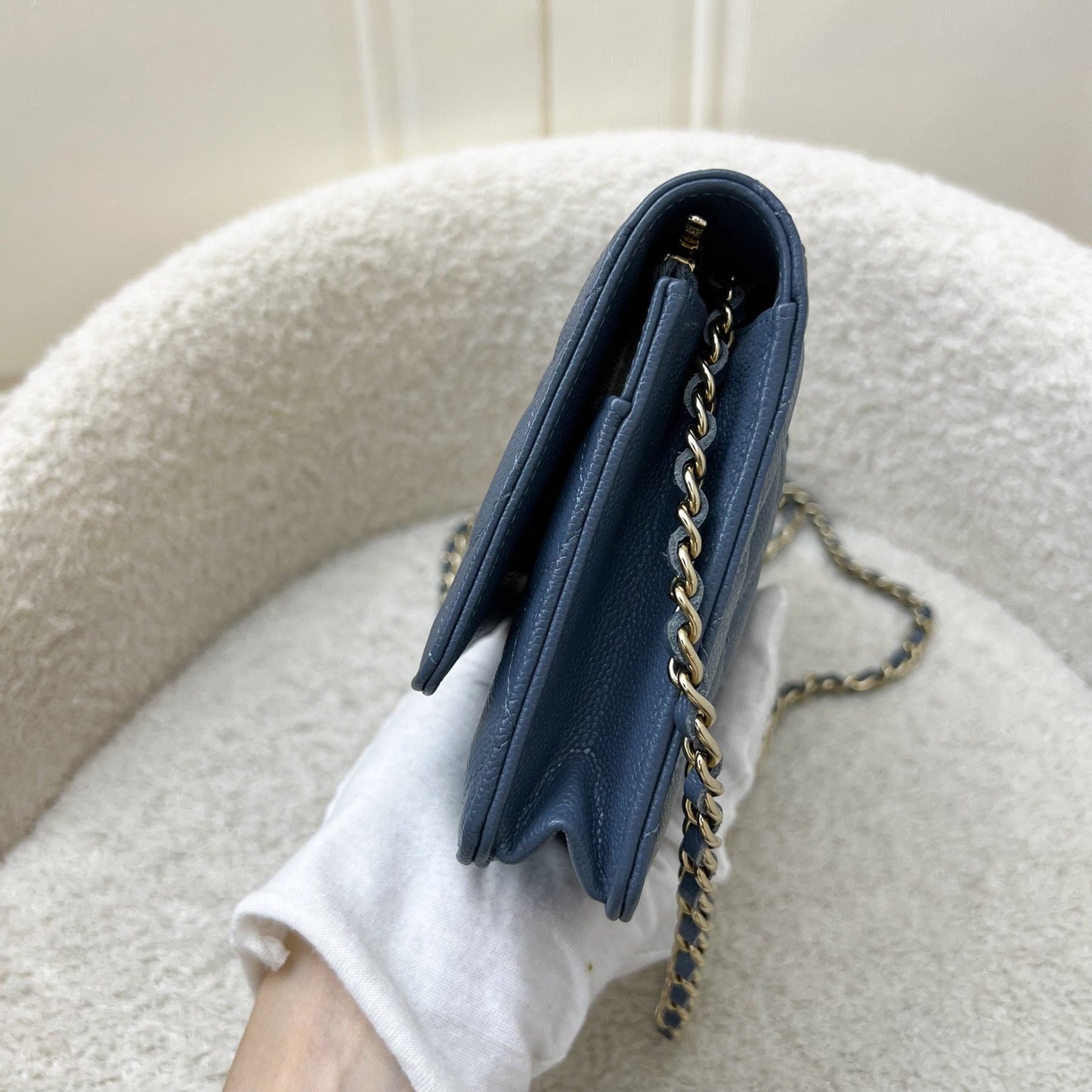 Chanel Classic Wallet on Chain WOC in Blue Caviar and LGHW Bag
