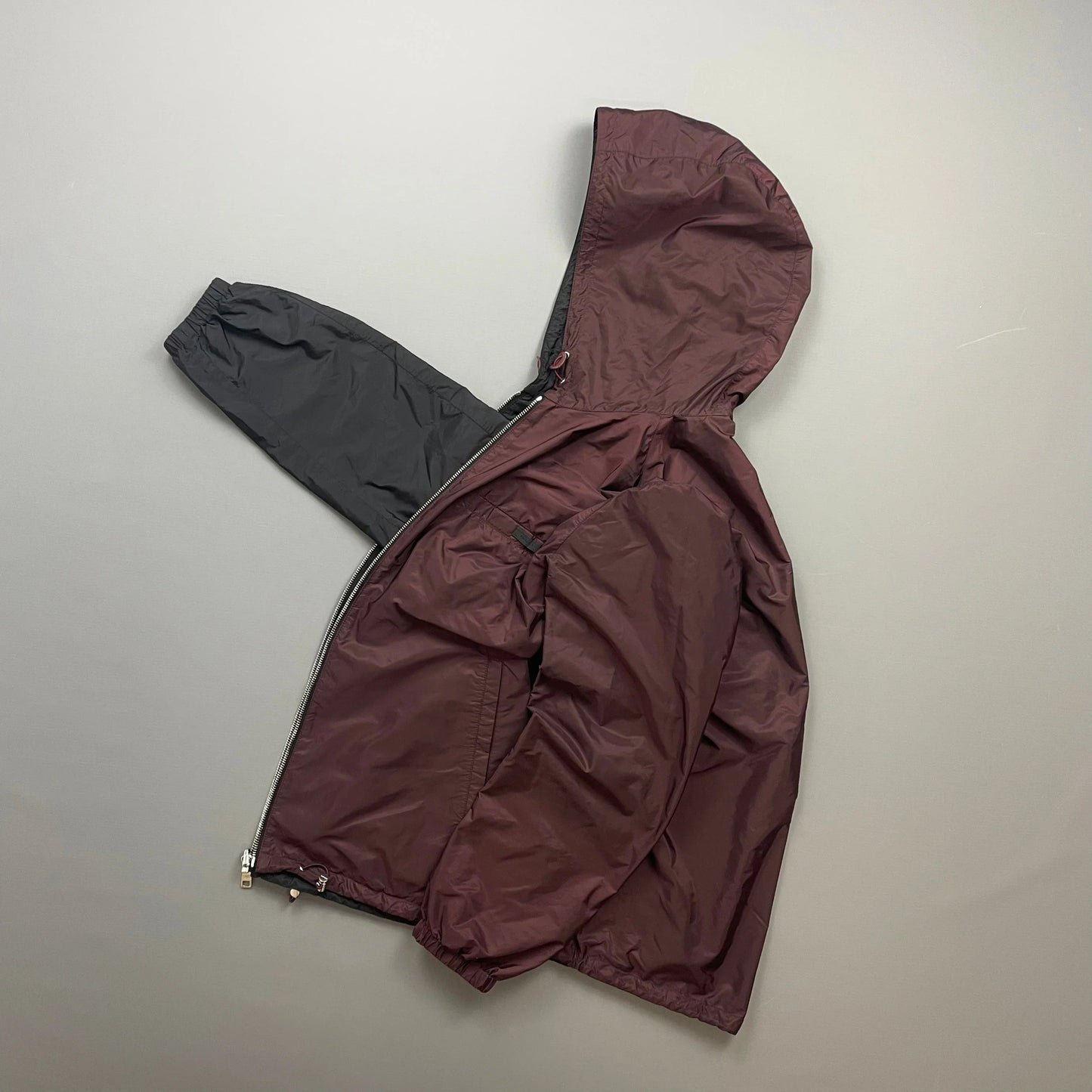 Prada Handbag Maroon & Reversible Lightweight Windbreaker Jacket Nylon Black