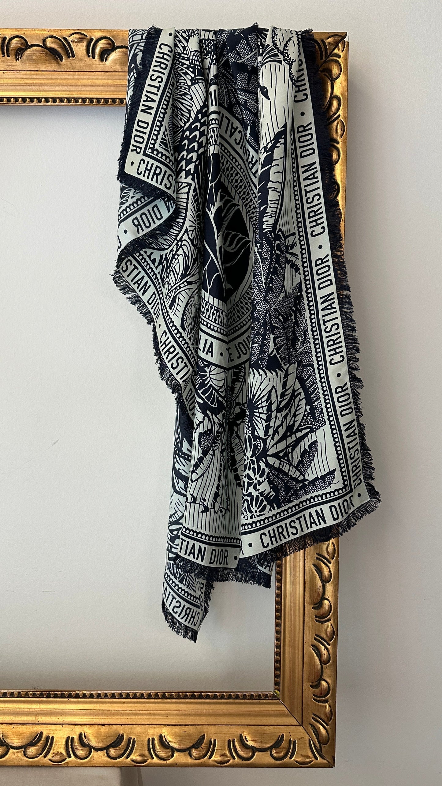 Dior Scarf Silk Tropicalia White Blue