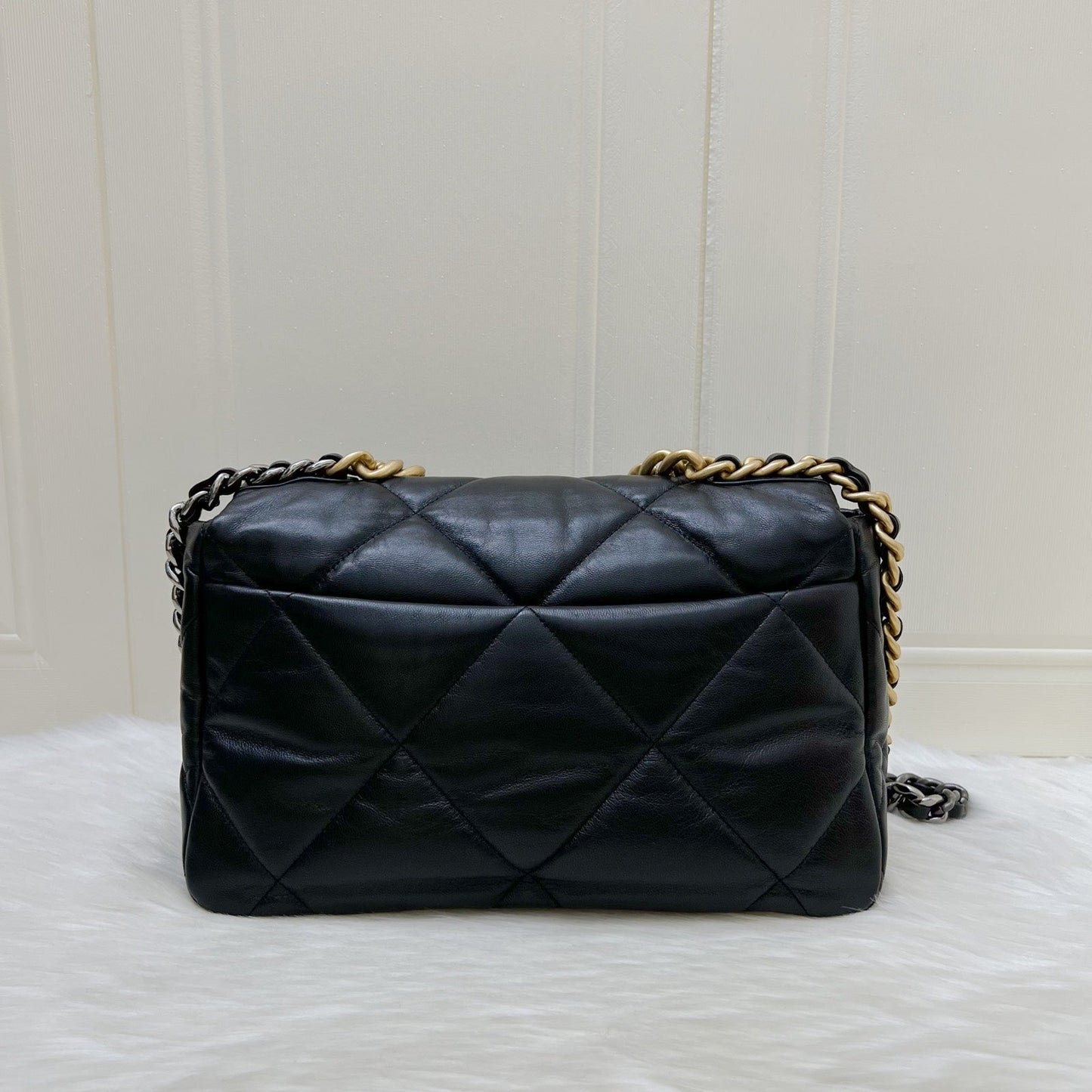 Chanel 19 Medium / Large Flap in Black Goatskin and 3-tone HW Accessory