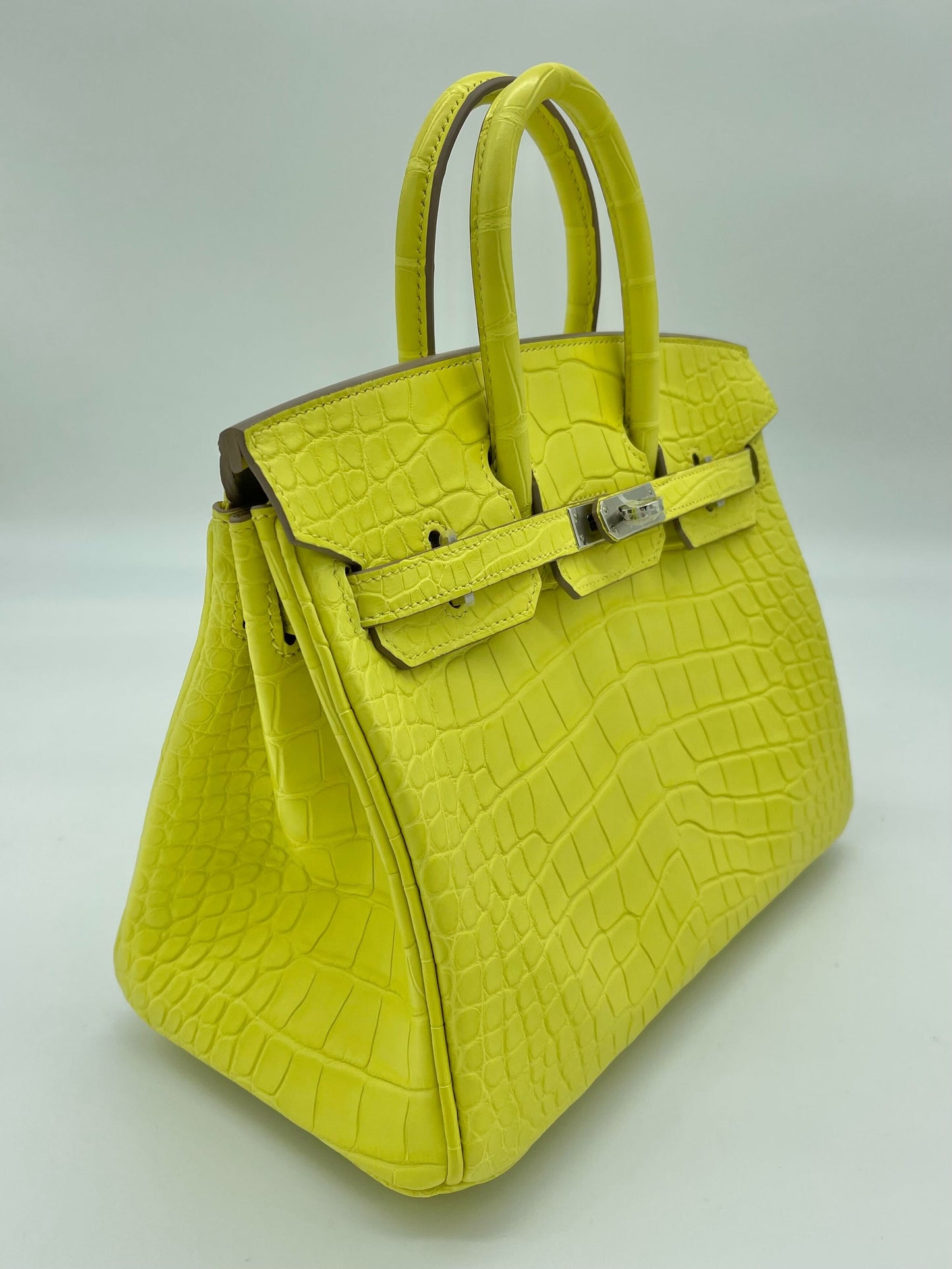 Gucci Hermes Birkin Matte Alligator Lime Palladium Hardware Handbag Travel Bag