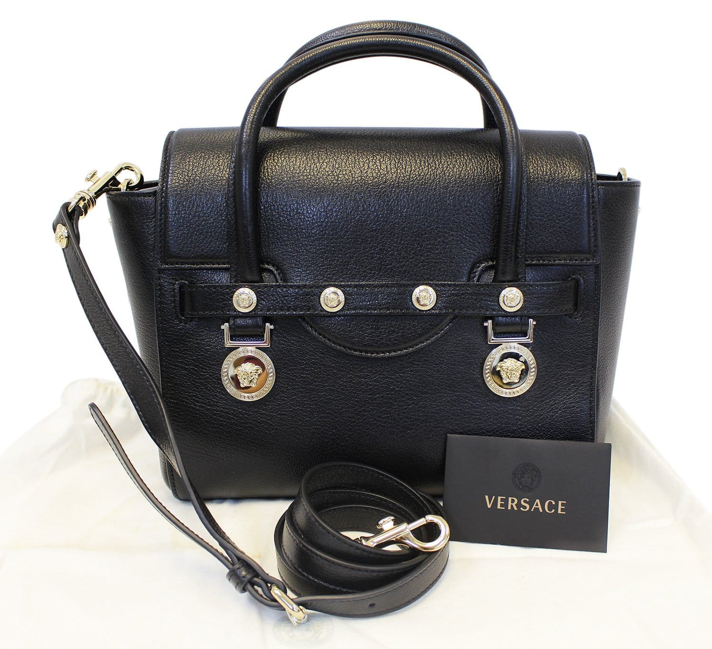 Versace Medallion Shoulder Crossbody Bag Leather Black