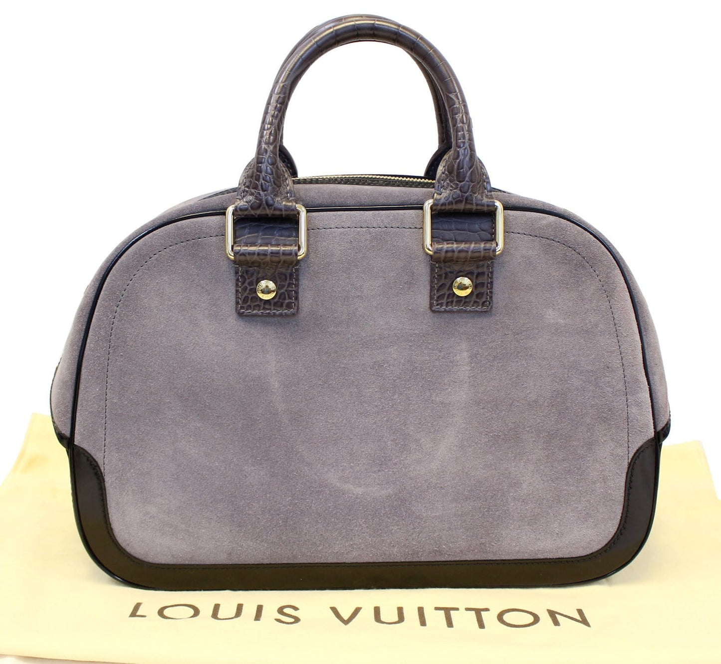 Louis Grey Havane Stamped Trunk Gm Bag Suede Travel Bag