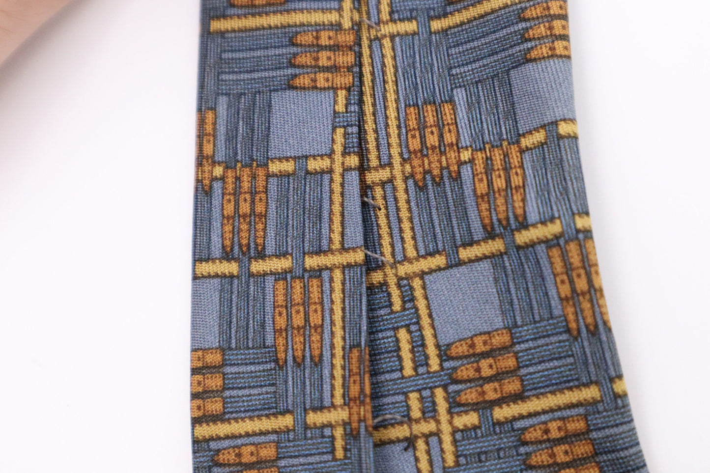Hermes Tie In And Yellow Silk Handbag Blue Travel Bag
