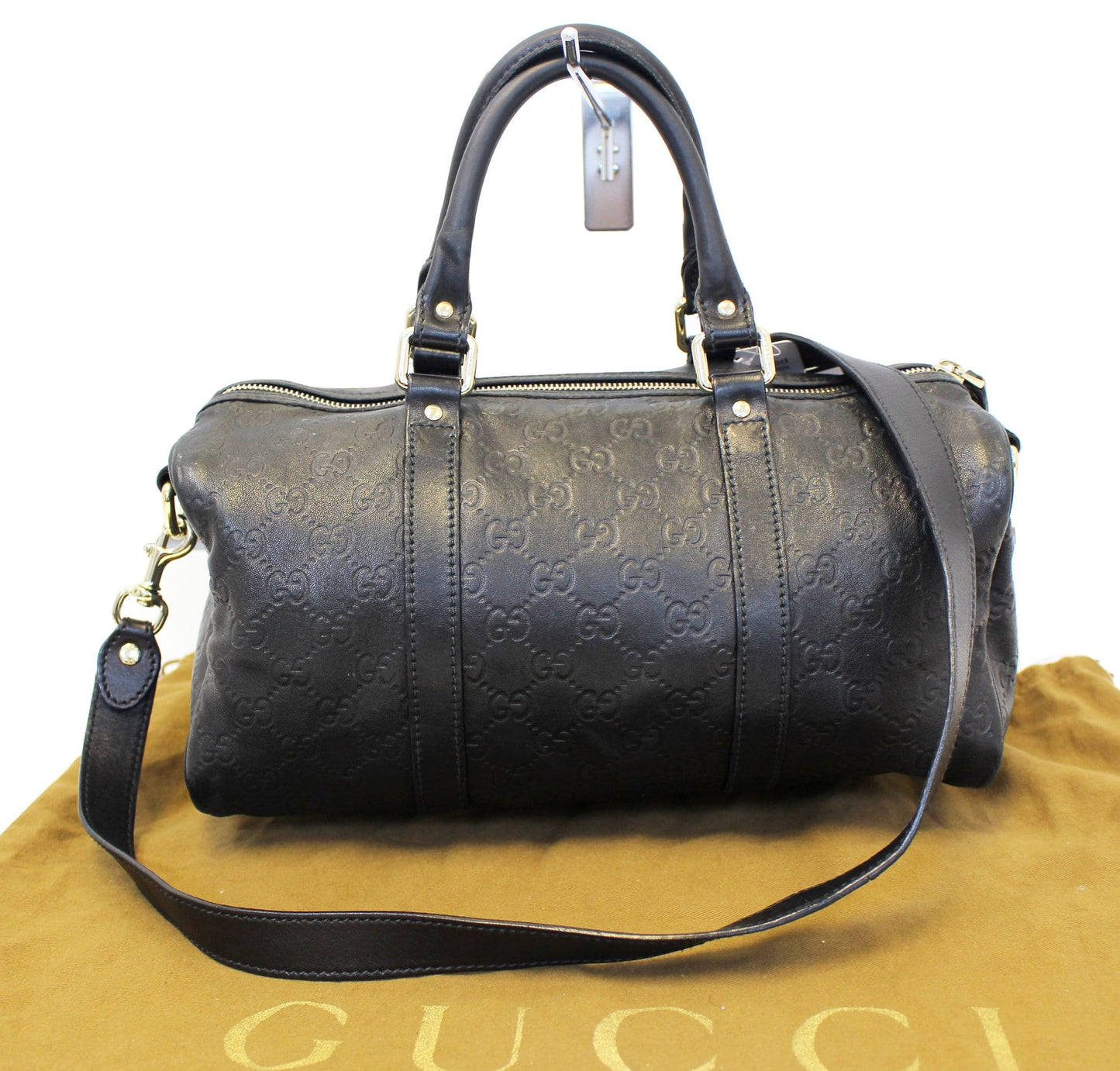 Gucci ssima Boston Bag Leather Black Travel Bag