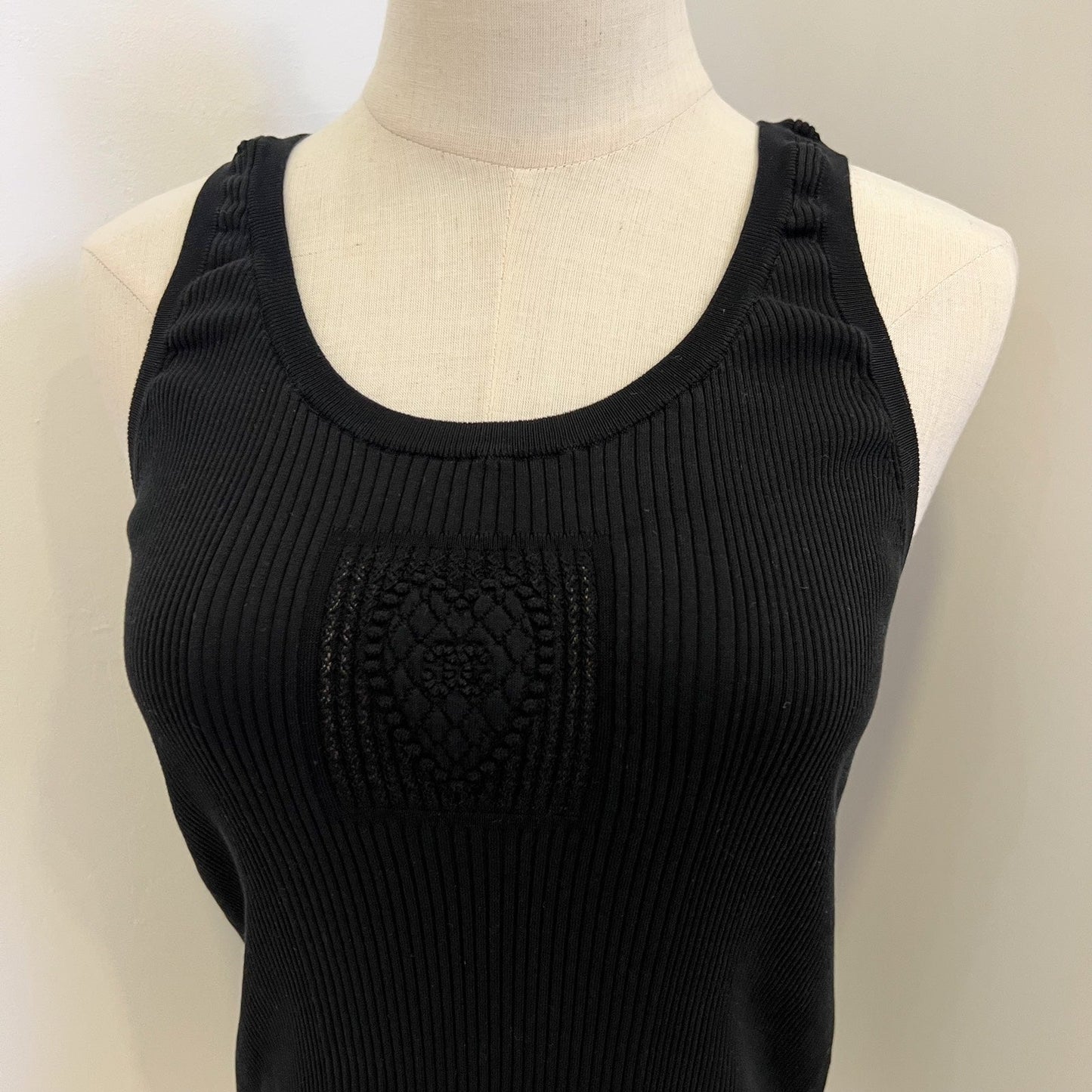 Chanel Knitted Tank Top in Black Cotton and Polyamide Sz 38 (Model: ) Apparel