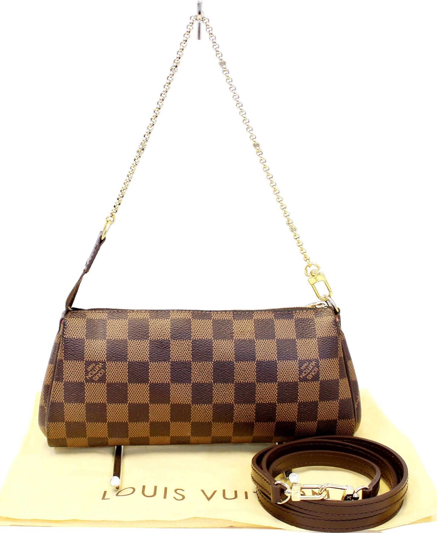 Louis Damier Ebene Eva Accessories Pouch Crossbody Crossbody Bag Bag E4256