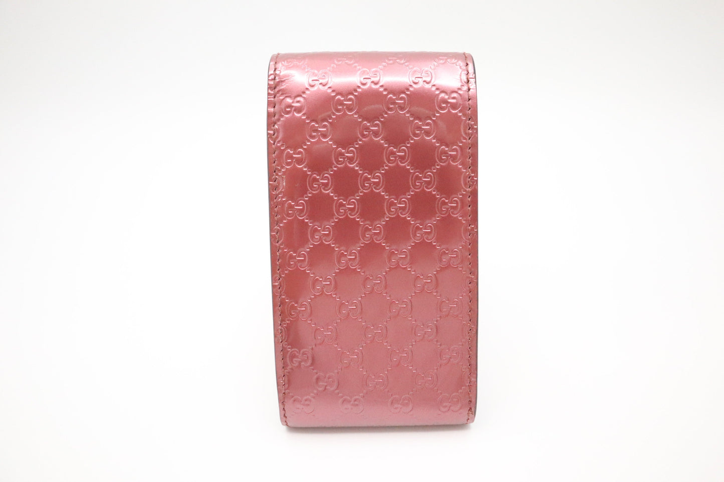 Gucci Cigarette Case In Metallic ssima Patent Handbag Leather Pink Travel Bag