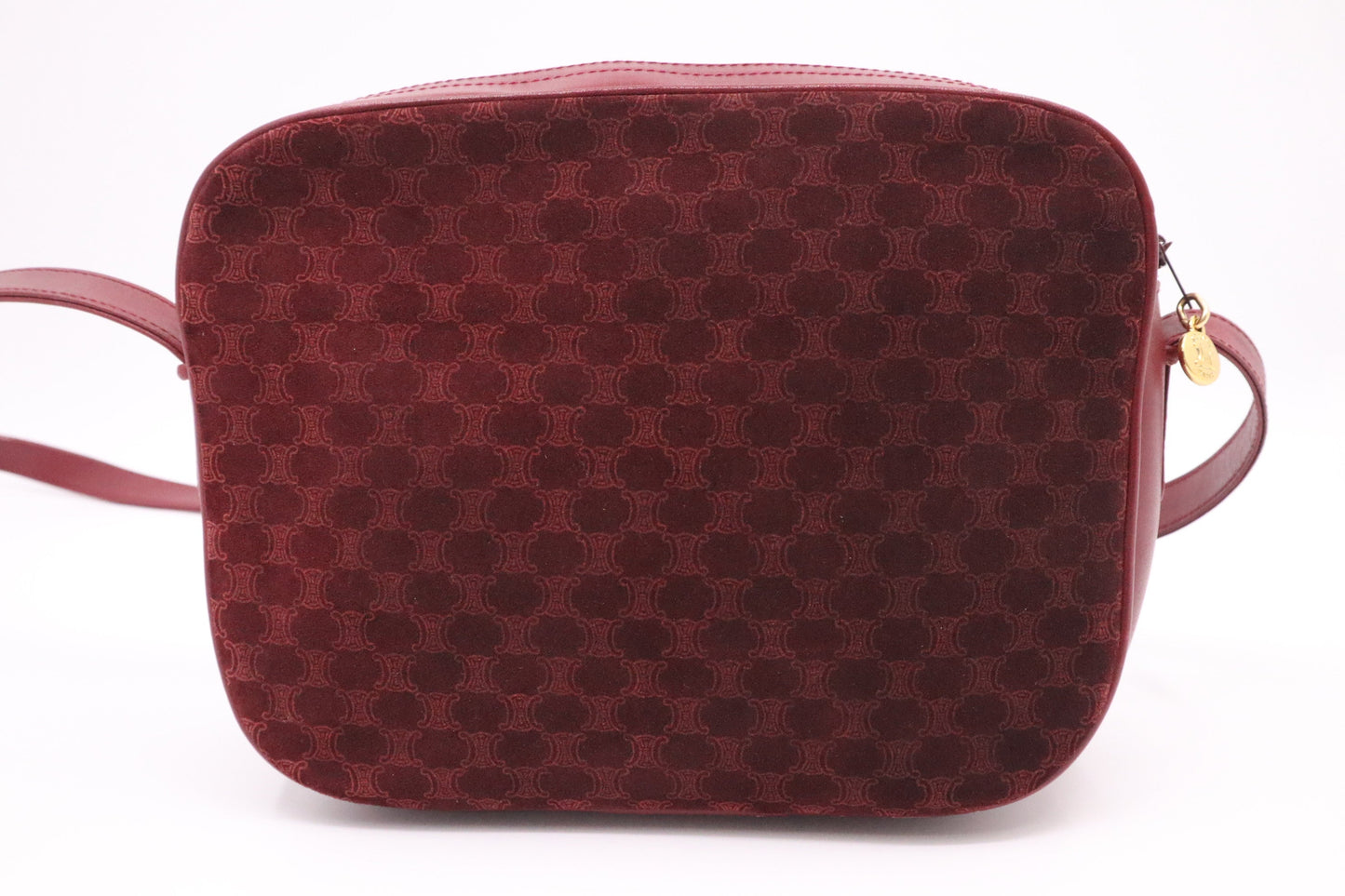 Celine Shoulder Bag In Bordeaux And Leather Canvas