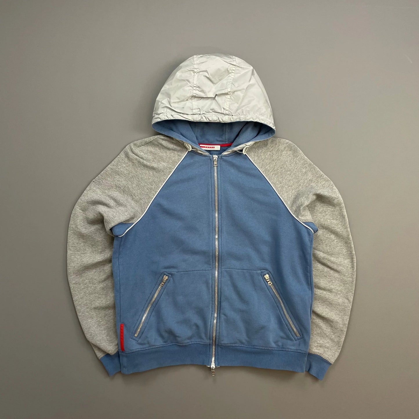 Prada Handbag Sport Grey & 00s Panelled Hood -Through Nylon White Blue