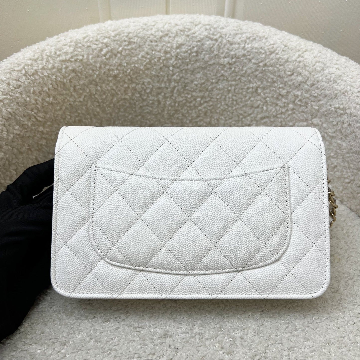 Chanel Wallet on Chain WOC in White Caviar and LGHW (Model: ) Bag
