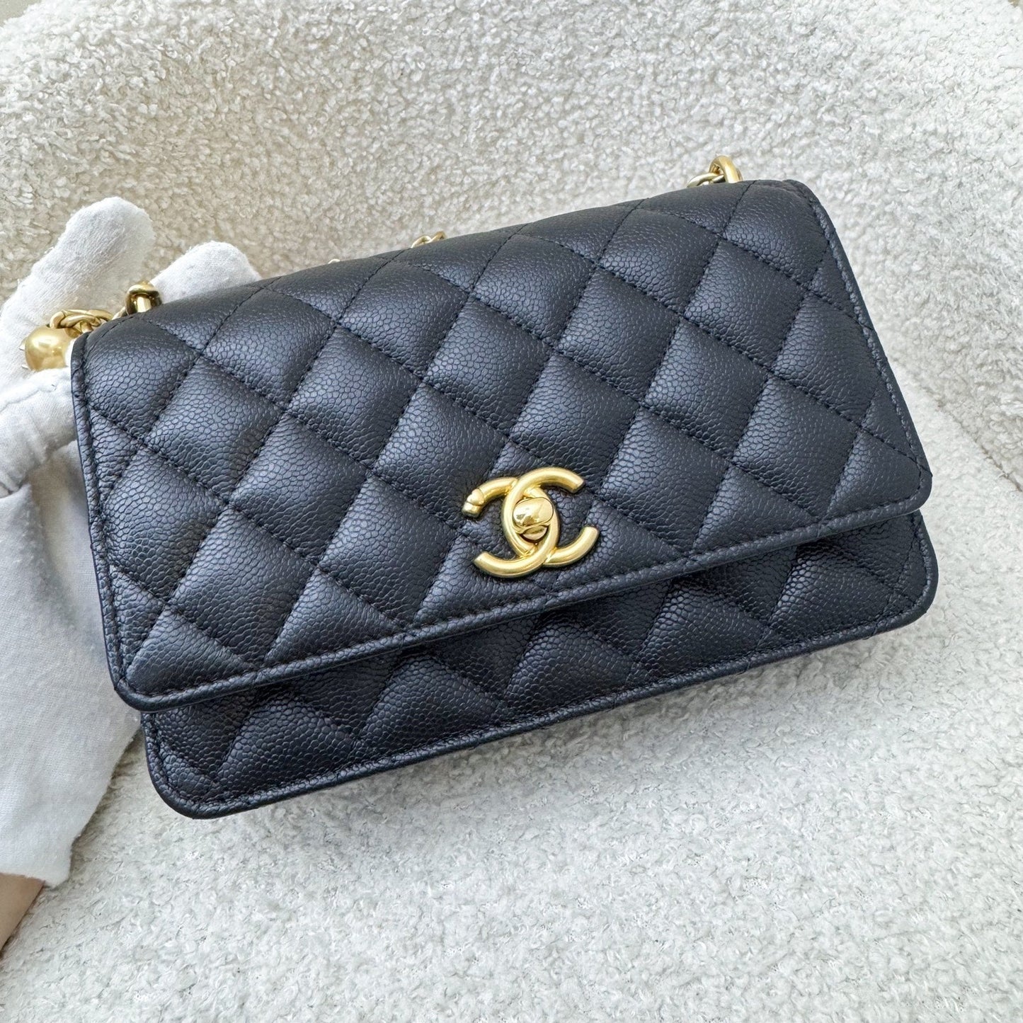 Chanel Heart Adjustable Wallet on Chain WOC in Black Caviar and AGHW (Model: ) Bag