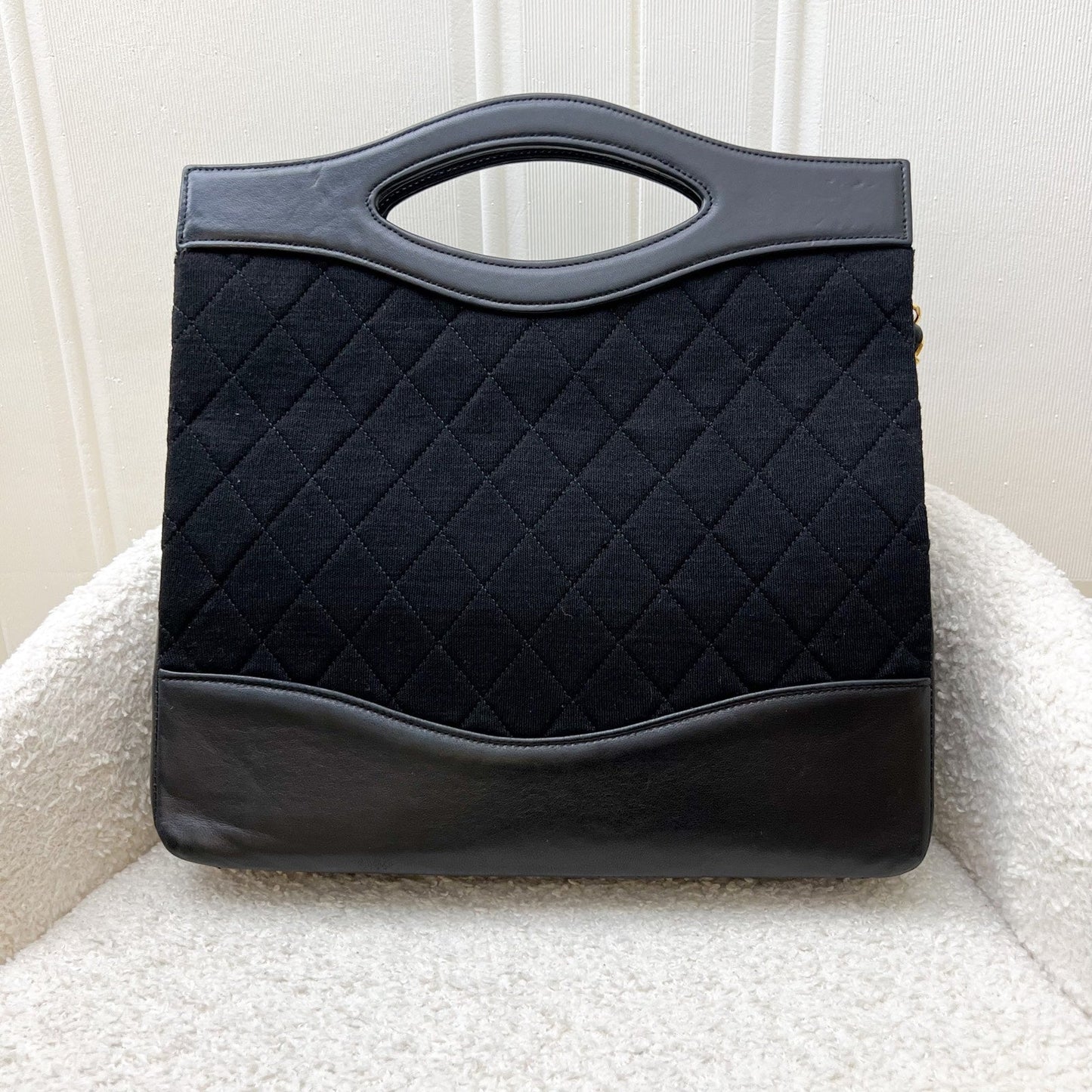 Chanel Large 31 in Black Fabric and Lambskin and GHW Accessory