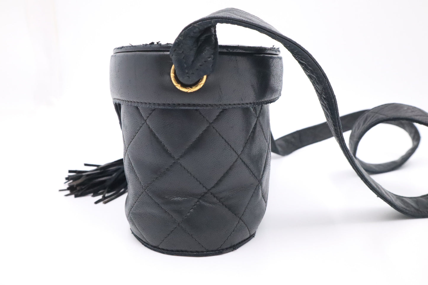 Chanel Vanity Mattelassé Black Leather Crossbody Bag