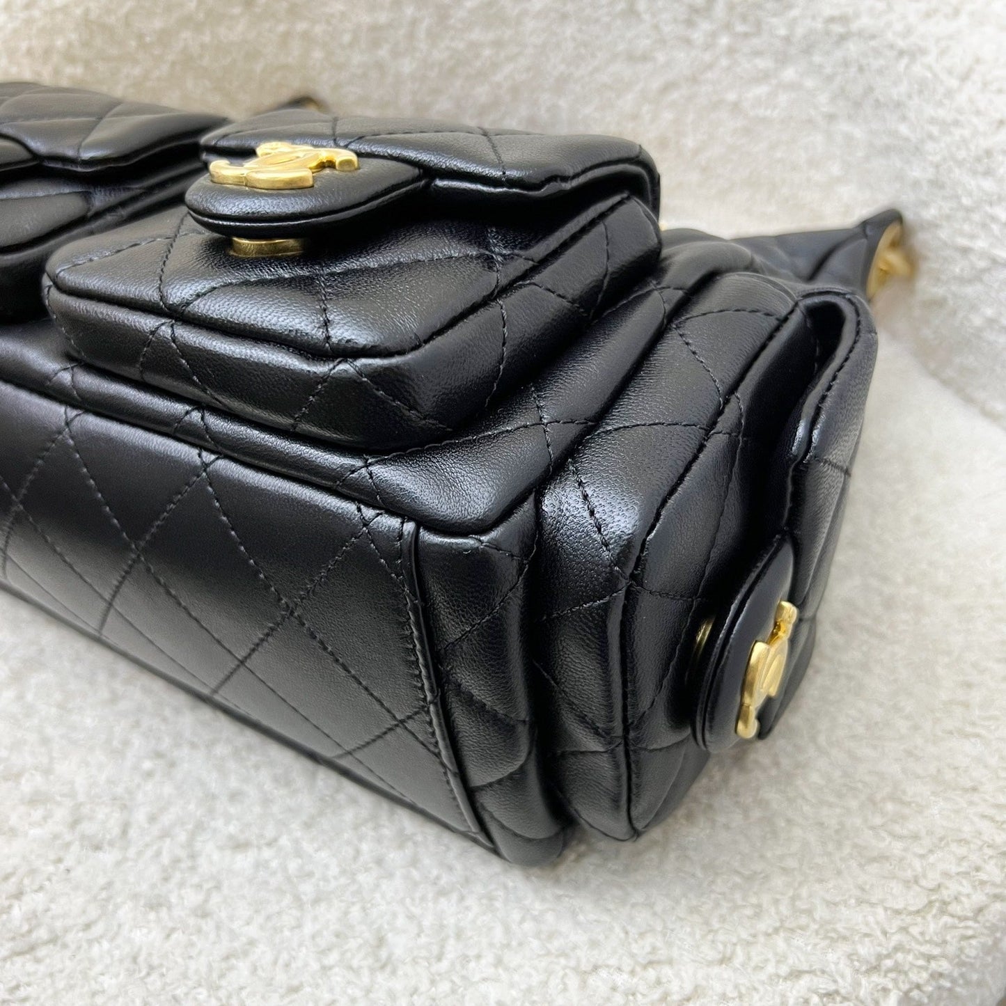 Chanel Small Hobo Bag in Black Shiny Lambskin and AGHW (Model: )