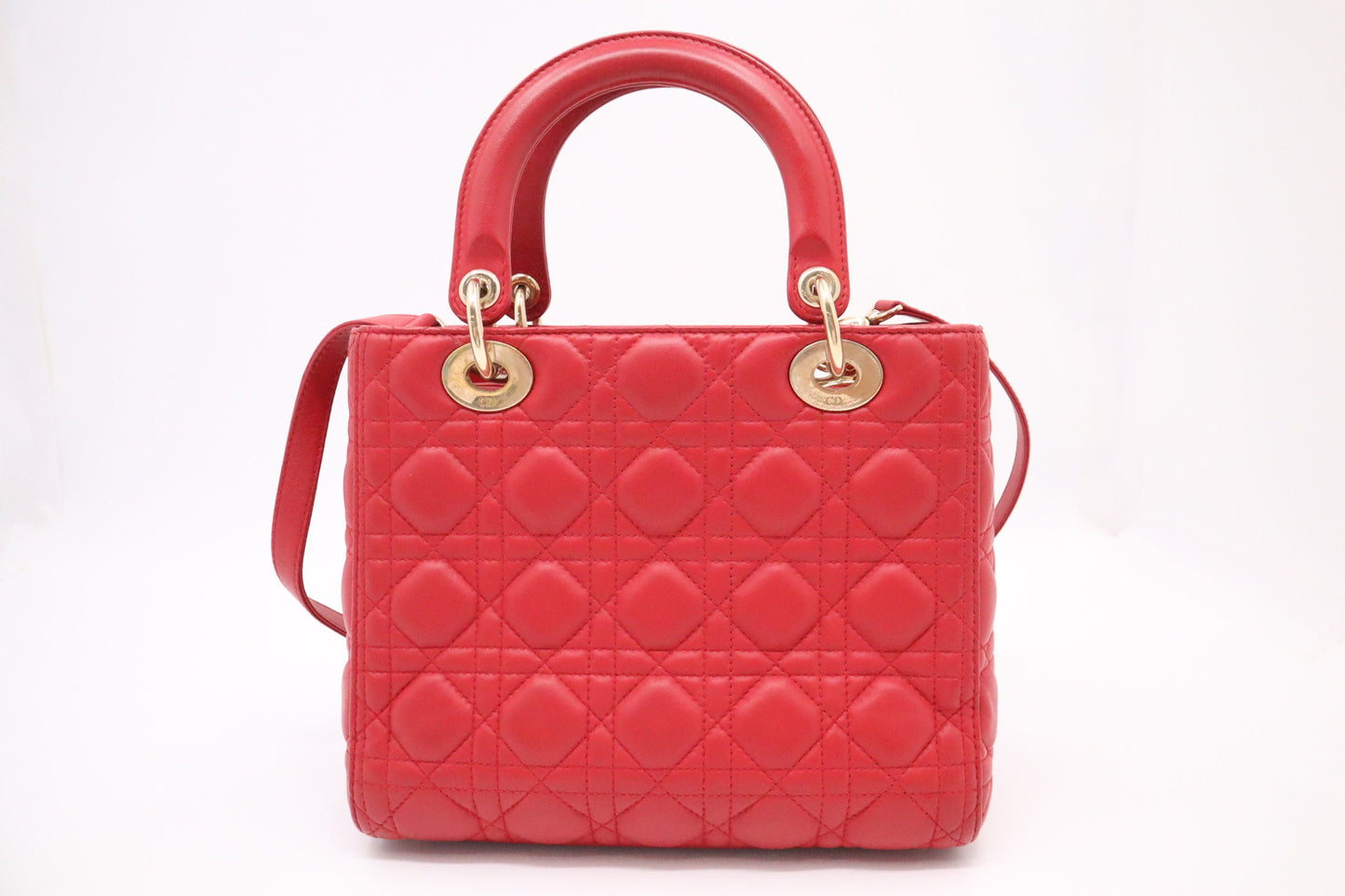 Dior Lady In Cannage Handbag Leather Red Travel Bag Leather Handbag