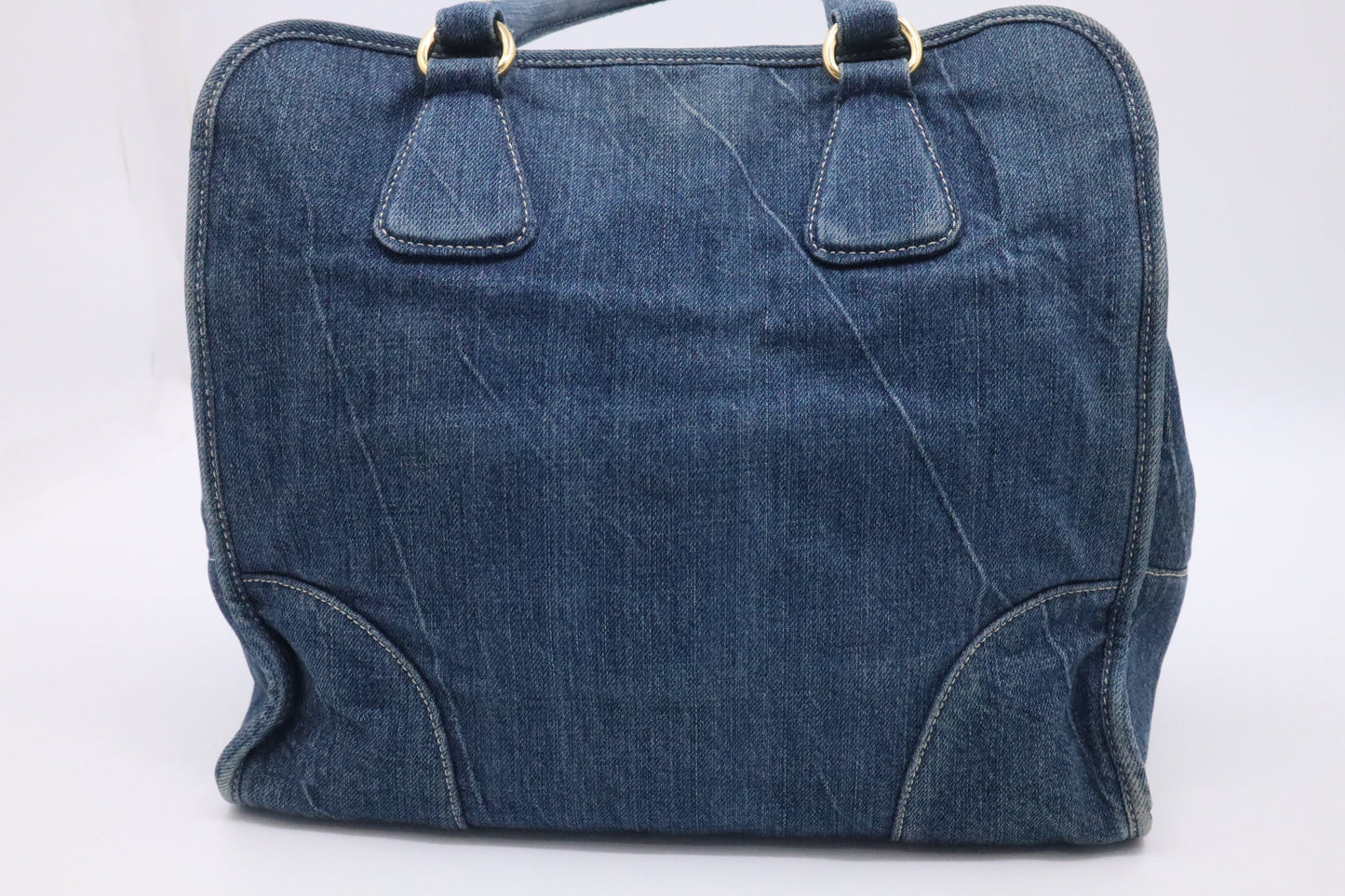 Prada Way Bag In Canvas Denim Travel Bag