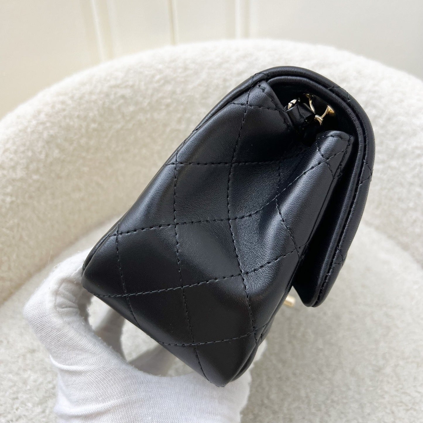 Classic Square Mini Flap in Black Lambskin and LGHW (Model: ) Accessory Polished