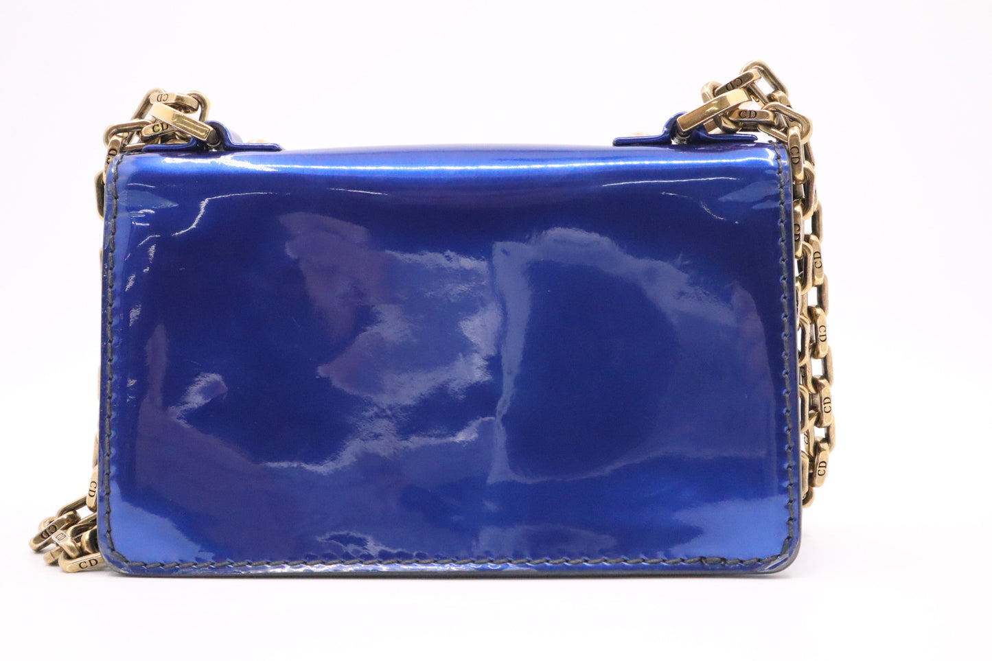 Dior J'A Shoulder Bag In Electric Patent Leather Blue