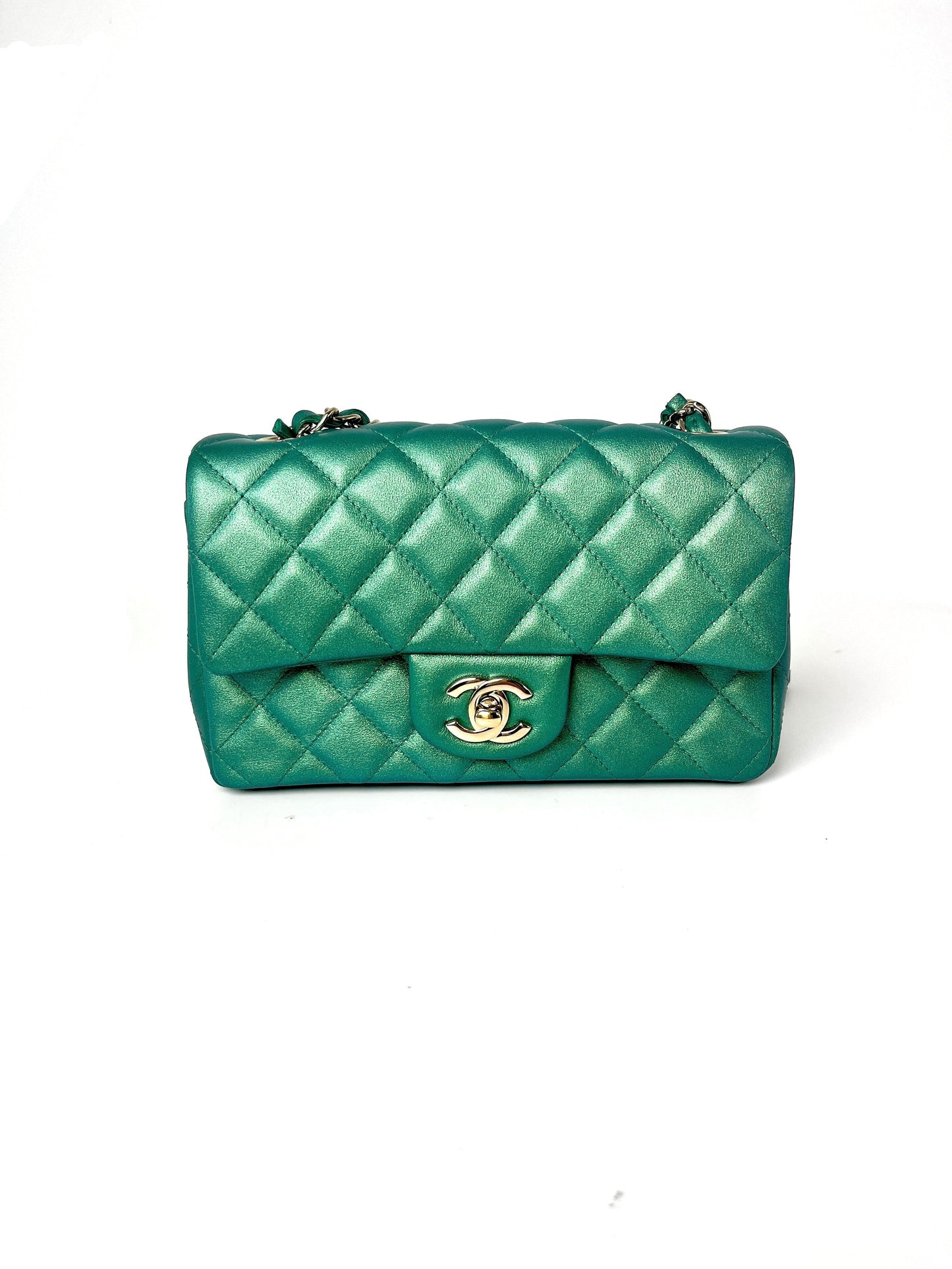 Iridescent Green 2022 Rectangular Mini Flap Bag Signature
