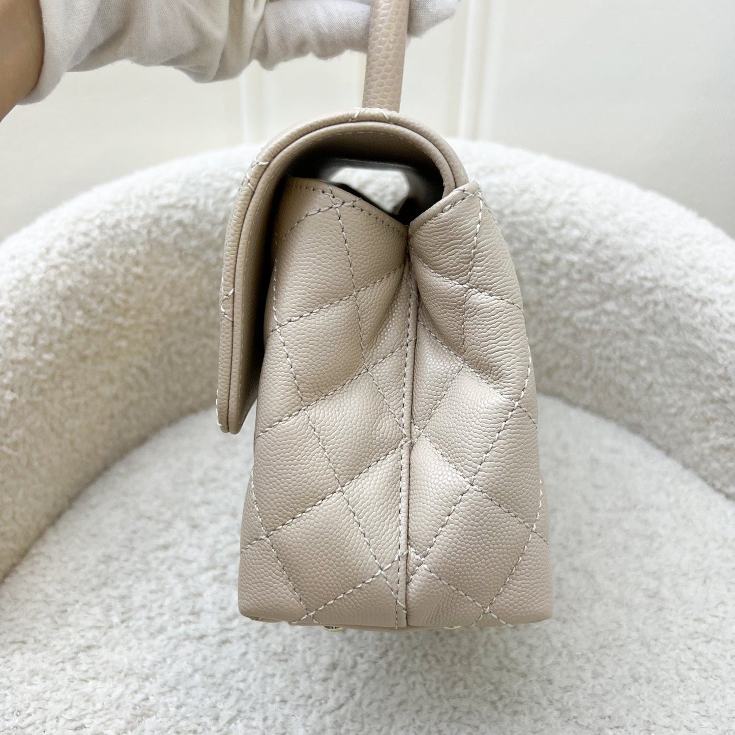 Chanel Small () Coco Handle Flap in Beige Caviar and LGHW (Model: ) Accessory