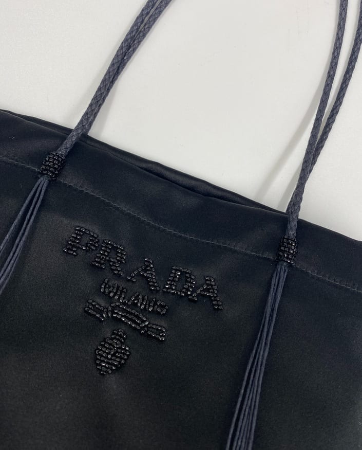 Prada Beaded Tote Satin Mini Tote Bag