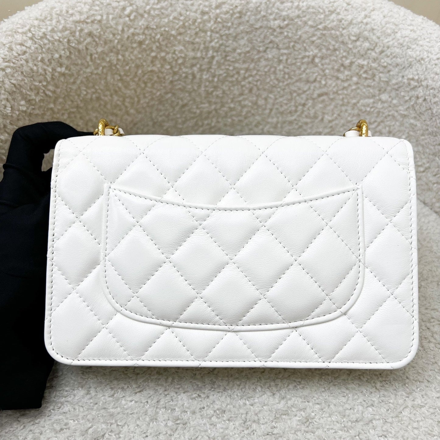 Chanel Seasonal Wallet on Chain WOC in White Lambskin and GHW (Model: ) Bag