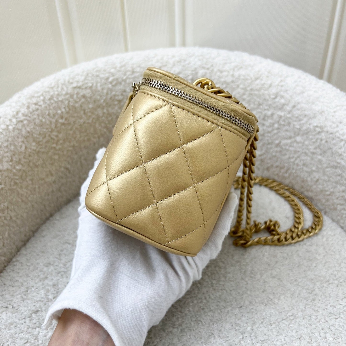 Chanel Heart Adjustable Chain Vanity in Gold Lambskin and AGHW