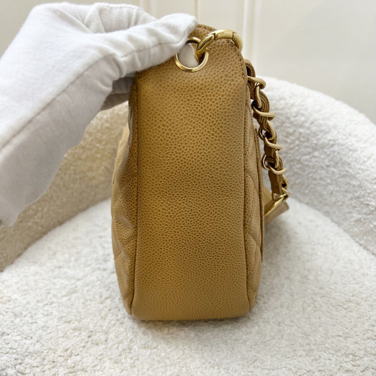 Chanel Half Moon Timeless Hobo in Dark Beige Caviar and GHW